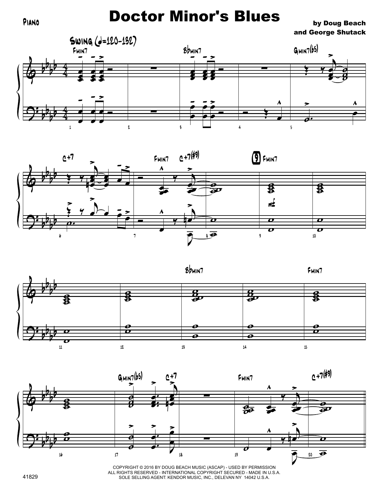 Doctor Minor's Blues - Piano (Jazz Ensemble) von Shutack