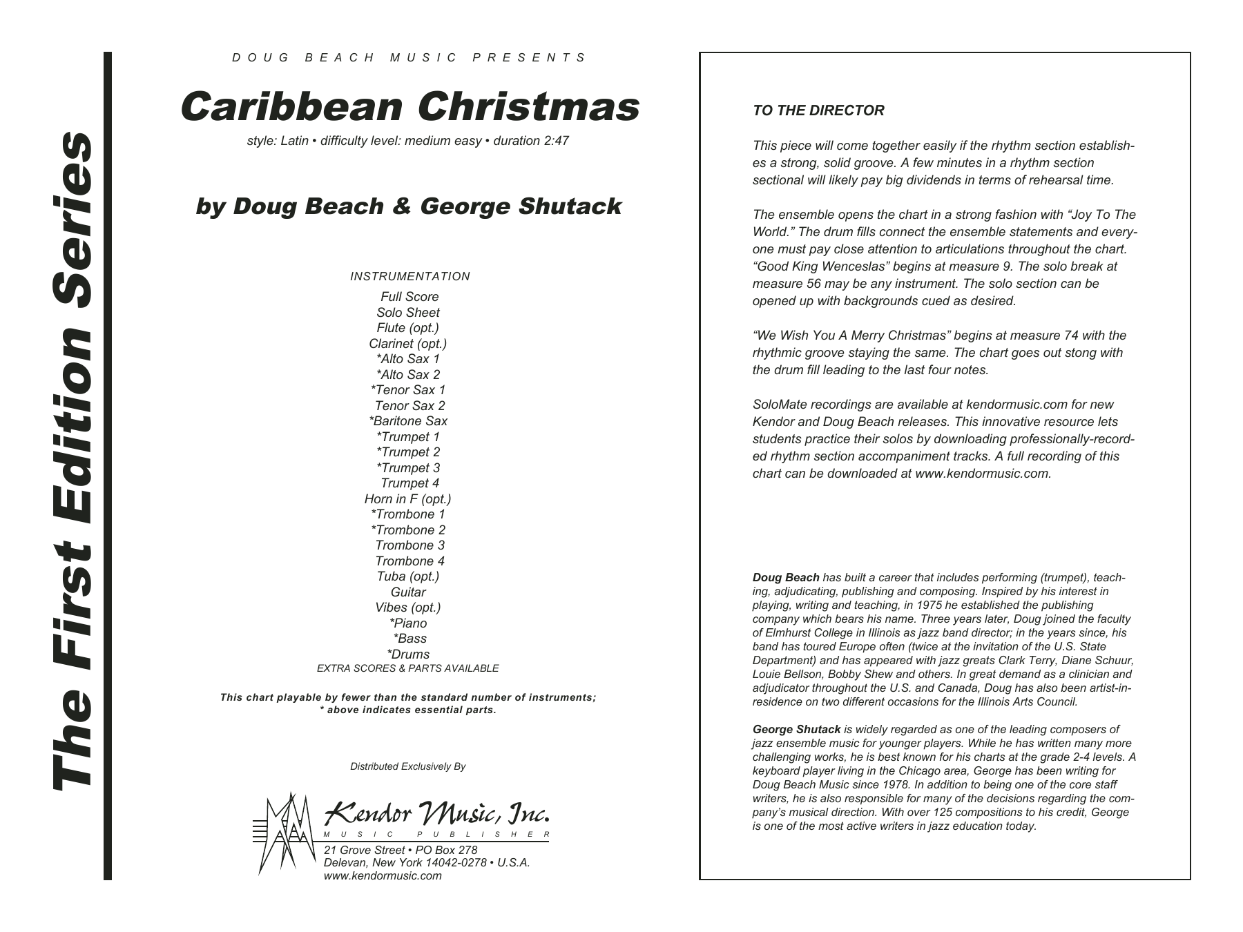 Caribbean Christmas - Full Score (Jazz Ensemble) von Doug Beach