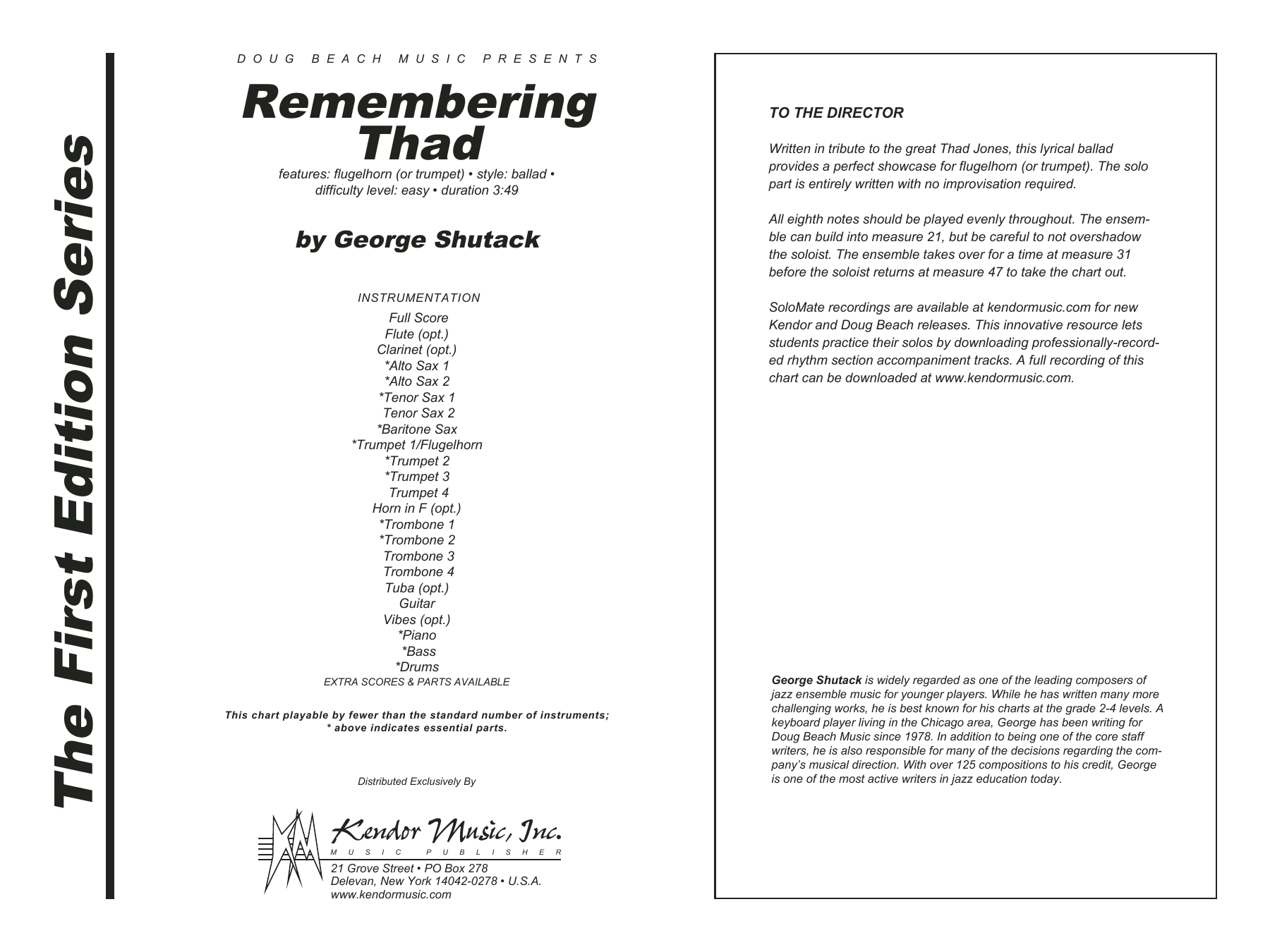 Remembering Thad - Full Score (Jazz Ensemble) von George Shutack