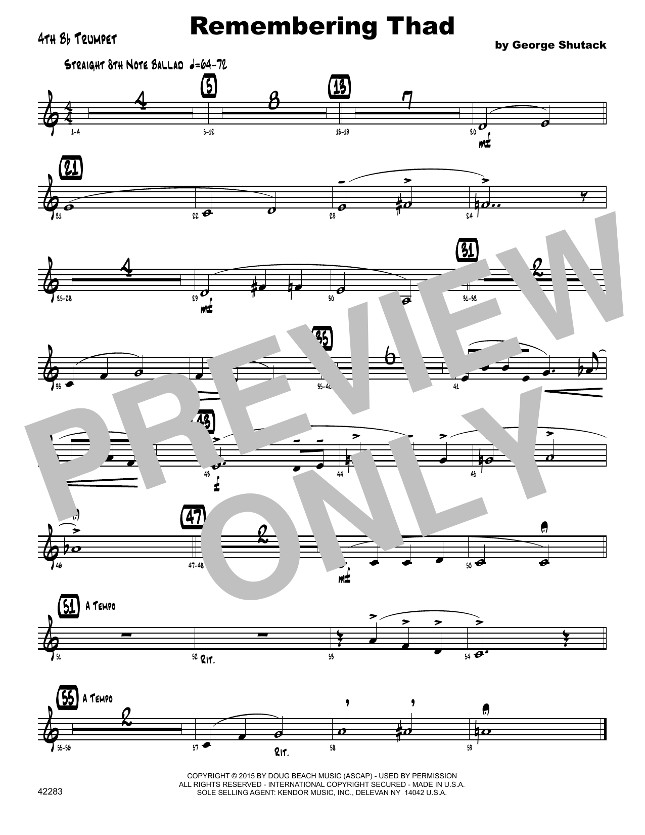 Remembering Thad - 4th Bb Trumpet (Jazz Ensemble) von George Shutack