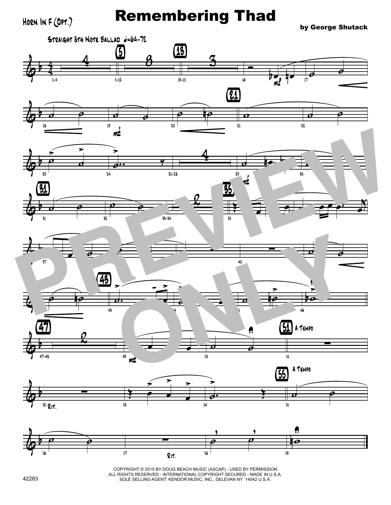 Remembering Thad - Horn in F (Jazz Ensemble) von George Shutack