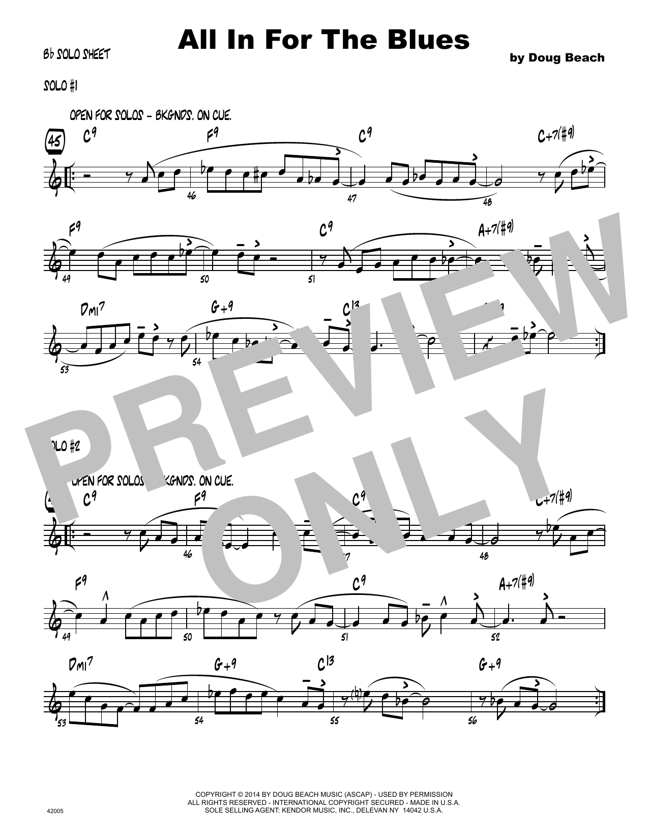 All In For The Blues - Solo Sheet - Tenor Sax (Jazz Ensemble) von Doug Beach