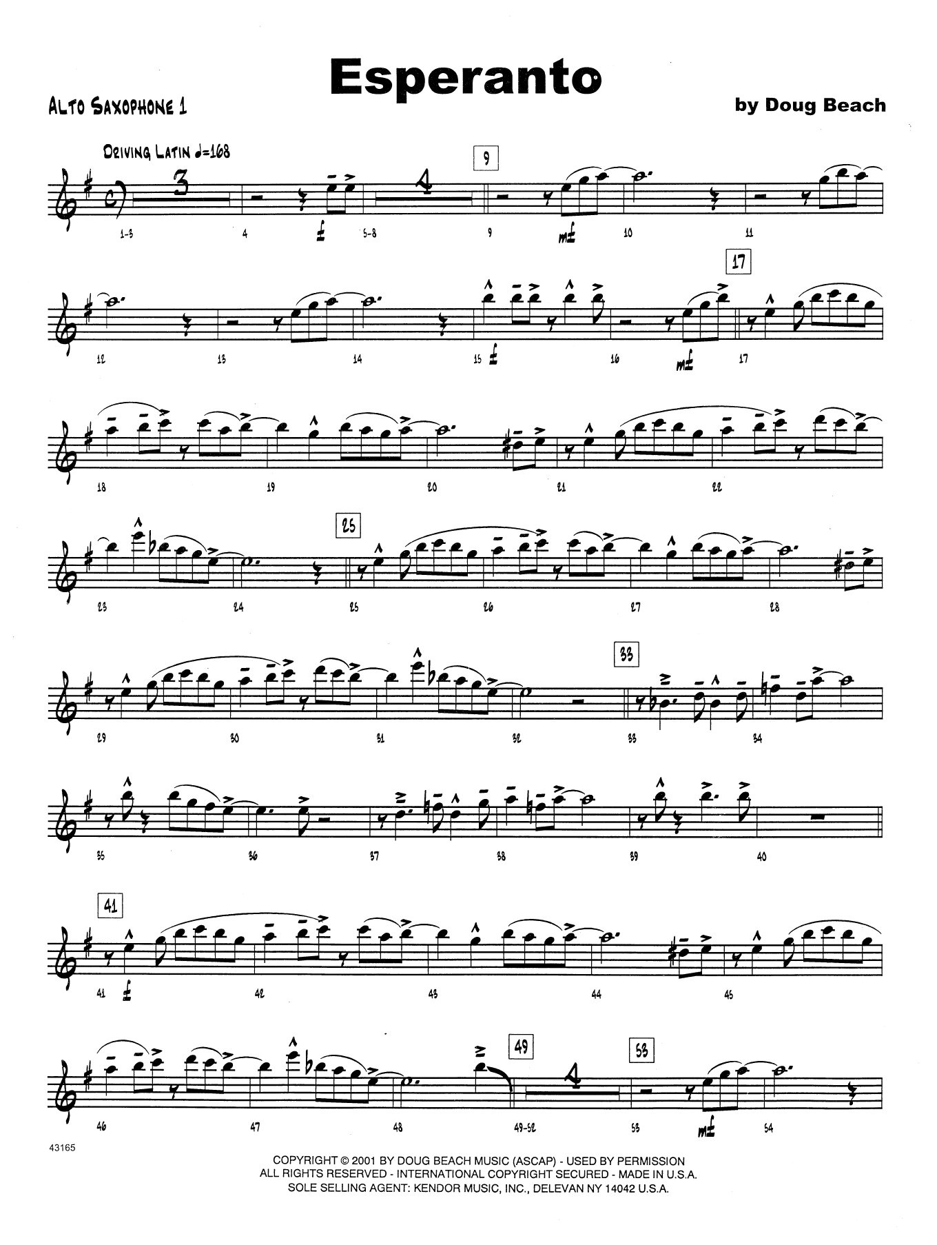 Esperanto - 1st Eb Alto Saxophone (Jazz Ensemble) von Doug Beach