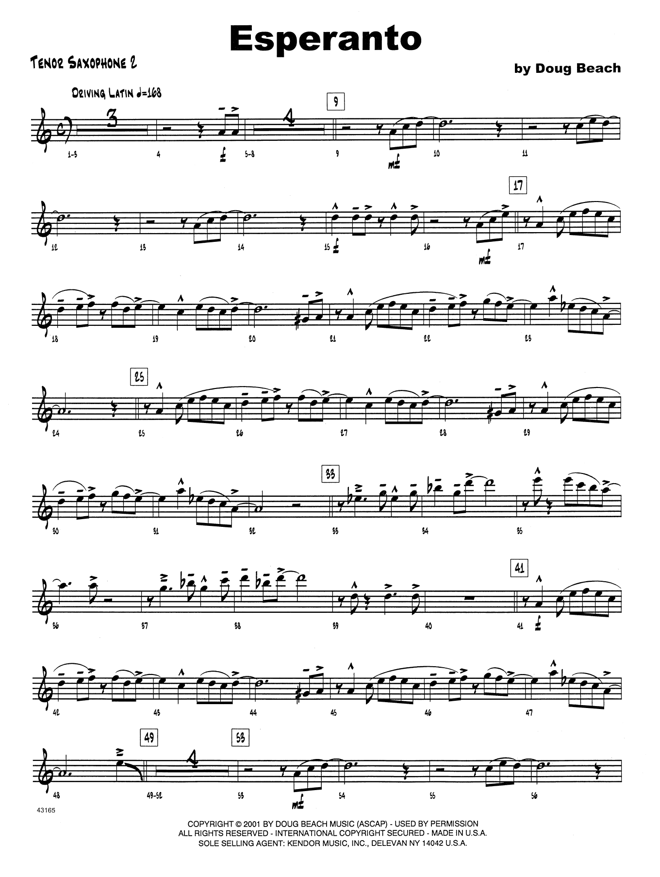Esperanto - 2nd Bb Tenor Saxophone (Jazz Ensemble) von Doug Beach