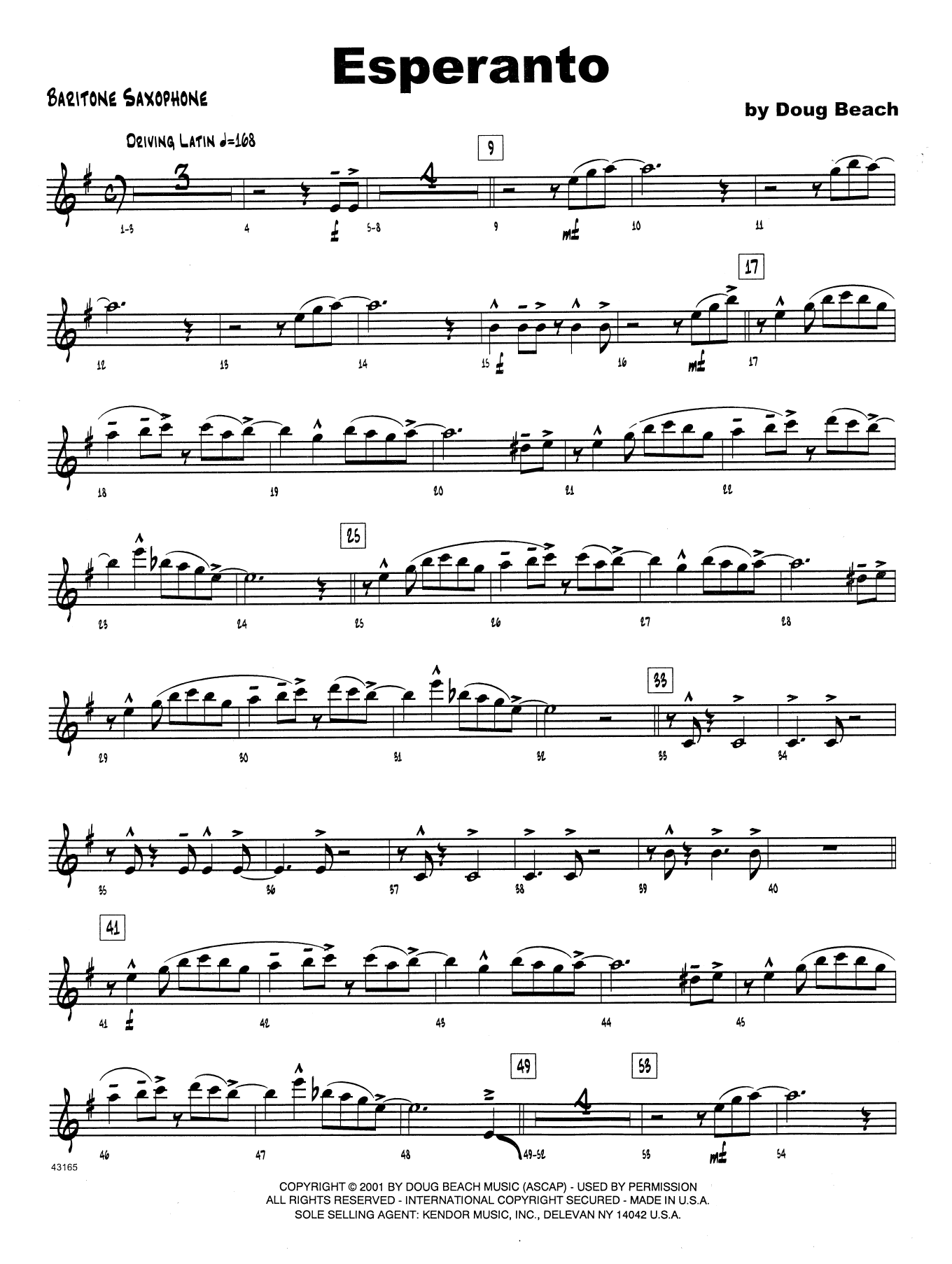 Esperanto - Eb Baritone Saxophone (Jazz Ensemble) von Doug Beach