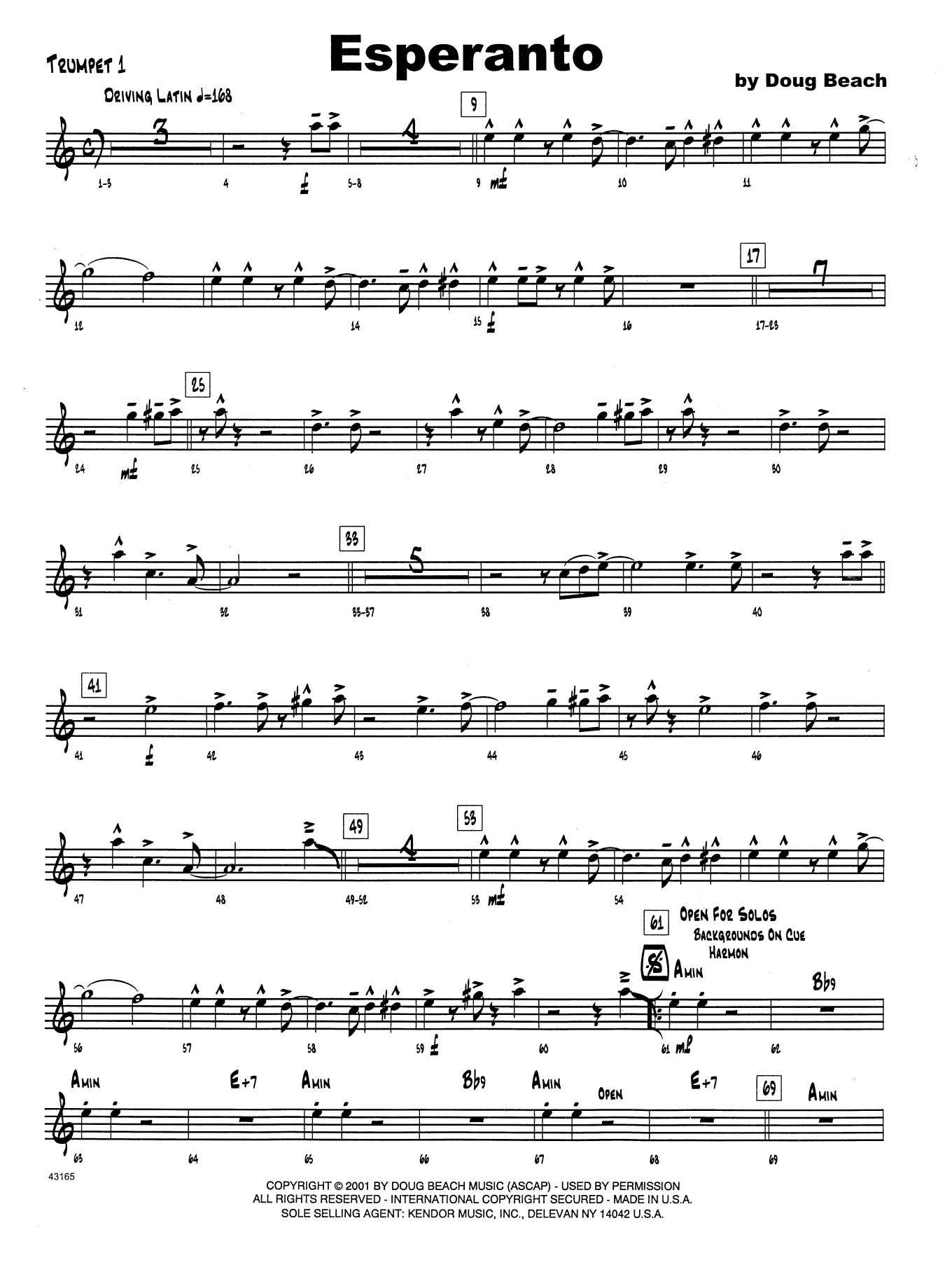 Esperanto - 1st Bb Trumpet (Jazz Ensemble) von Doug Beach