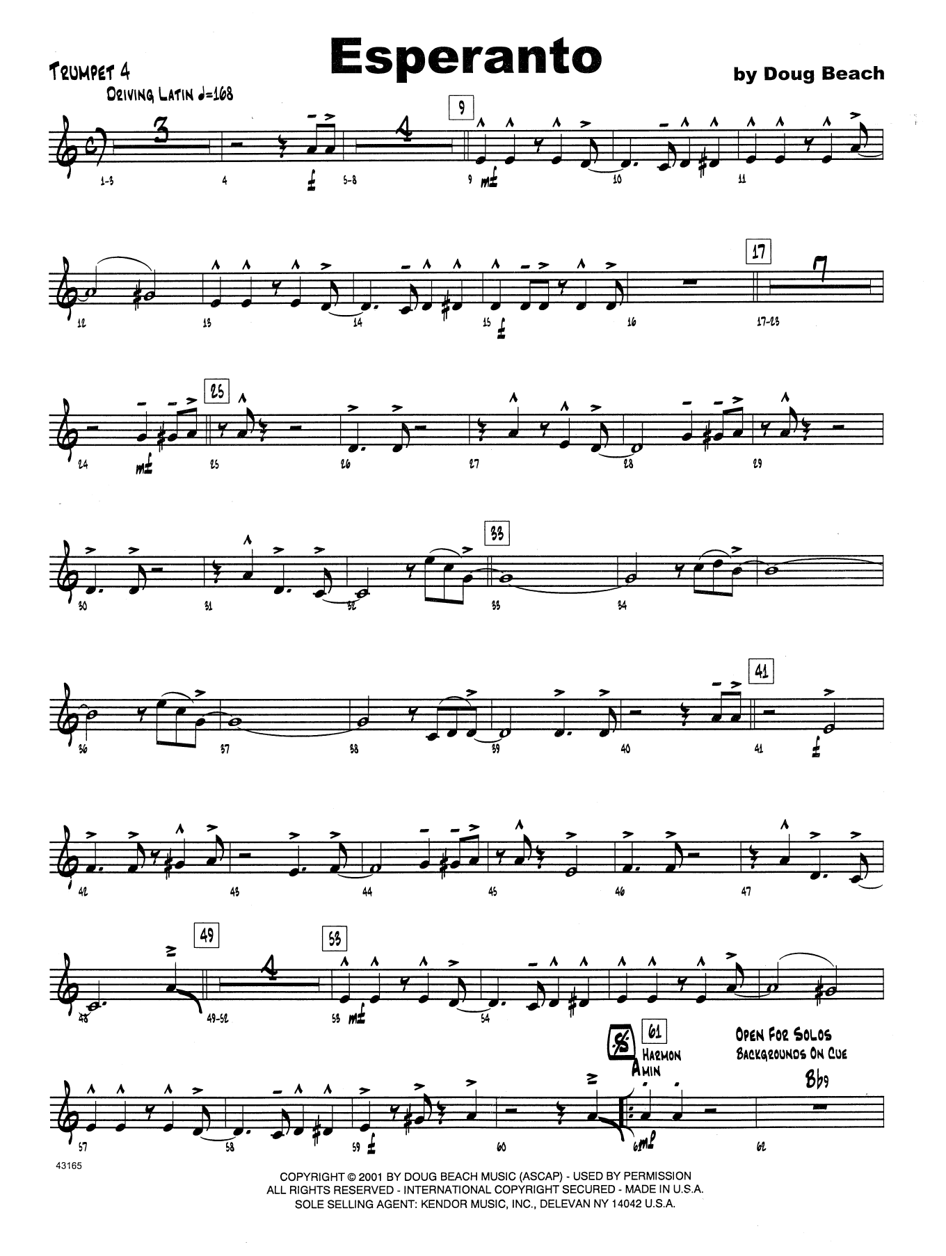 Esperanto - 4th Bb Trumpet (Jazz Ensemble) von Doug Beach
