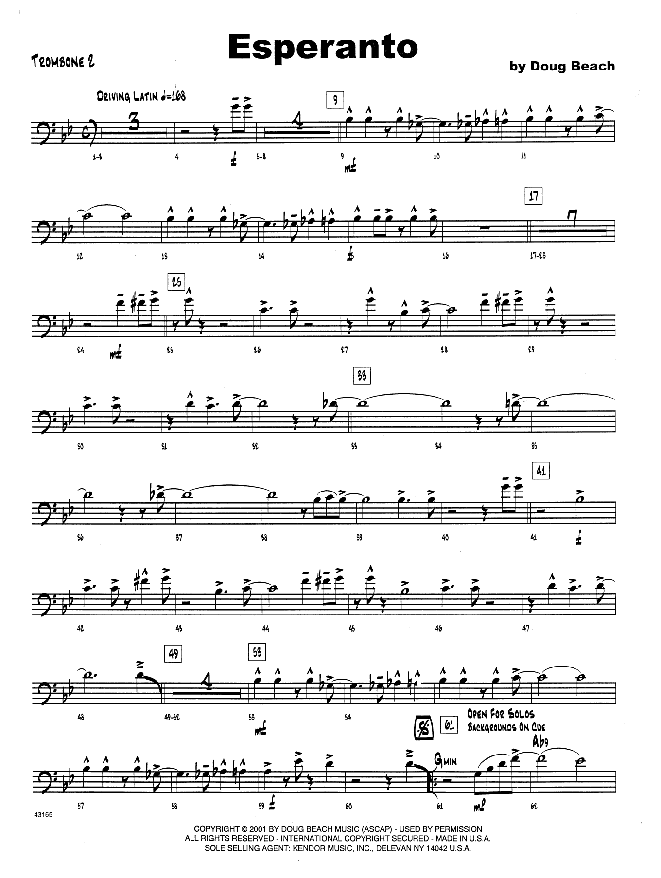 Esperanto - 2nd Trombone (Jazz Ensemble) von Doug Beach