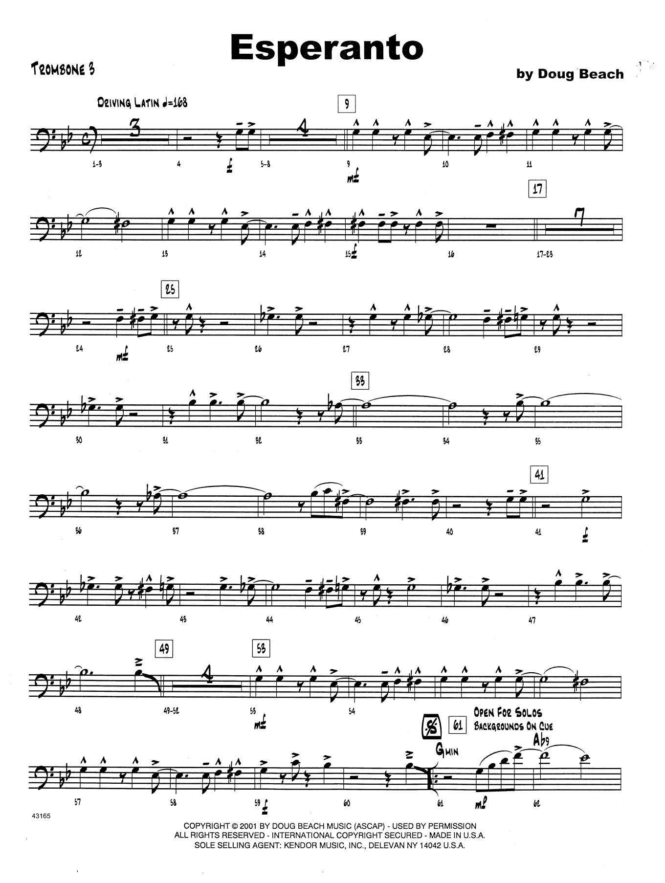 Esperanto - 3rd Trombone (Jazz Ensemble) von Doug Beach