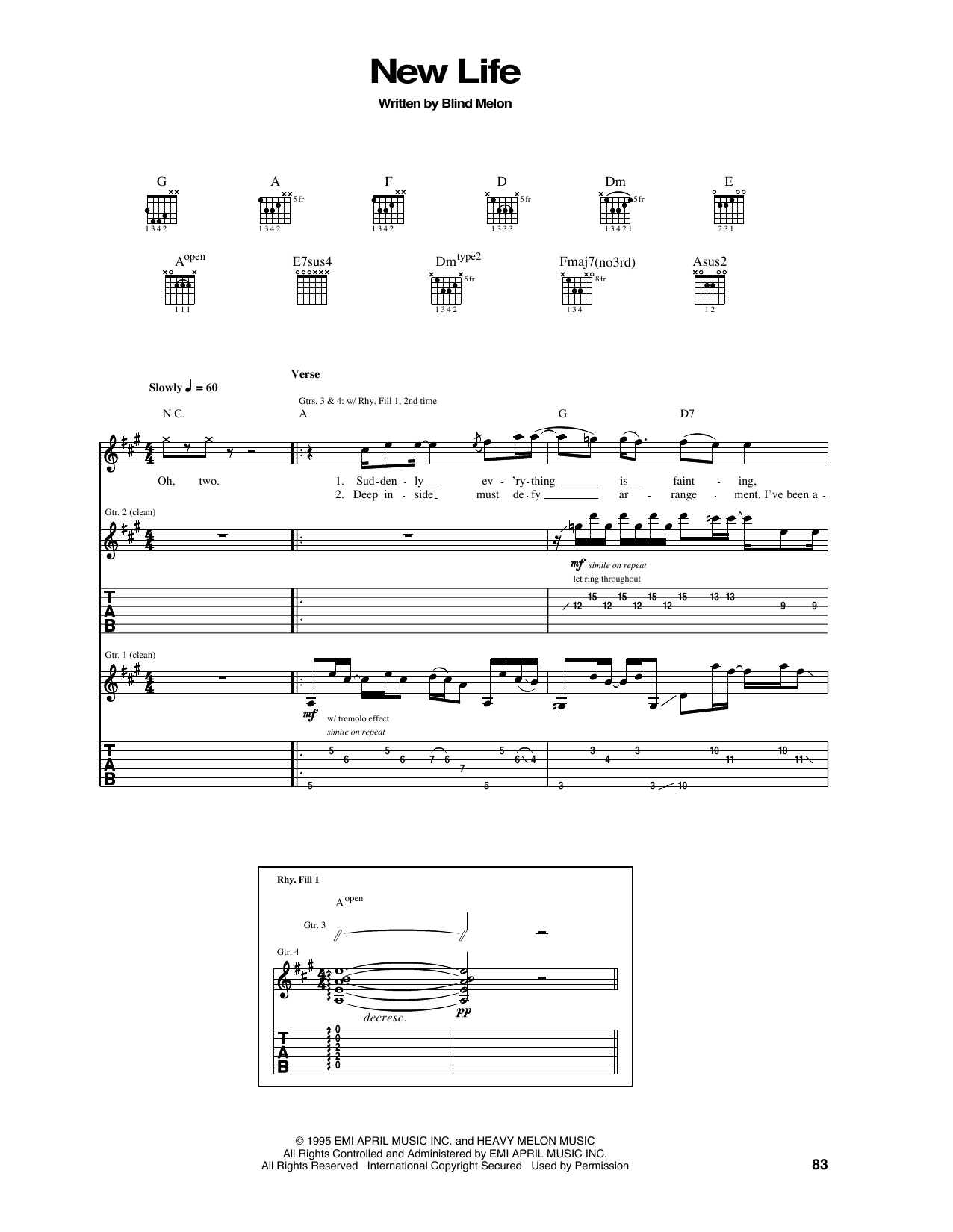 New Life (Guitar Tab) von Blind Melon