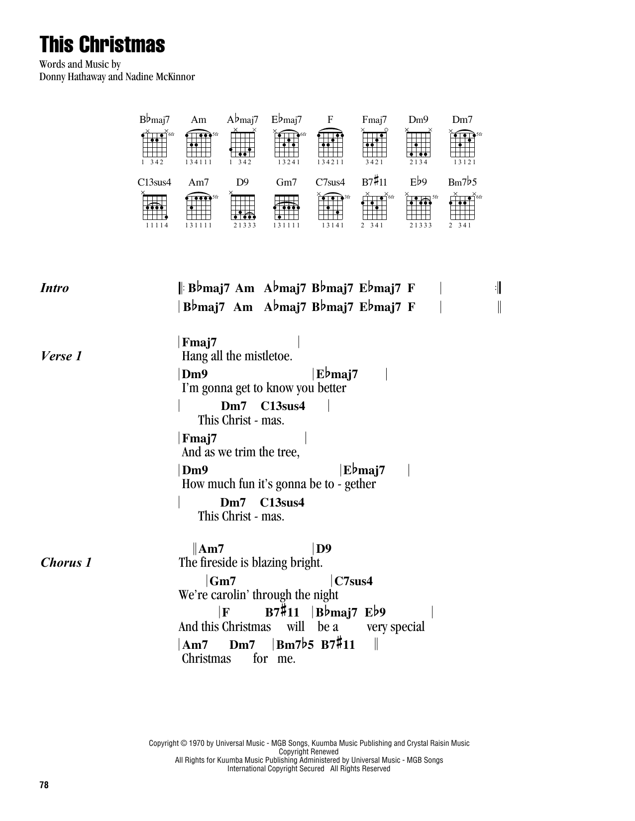 This Christmas (Guitar Chords/Lyrics) von Donny Hathaway