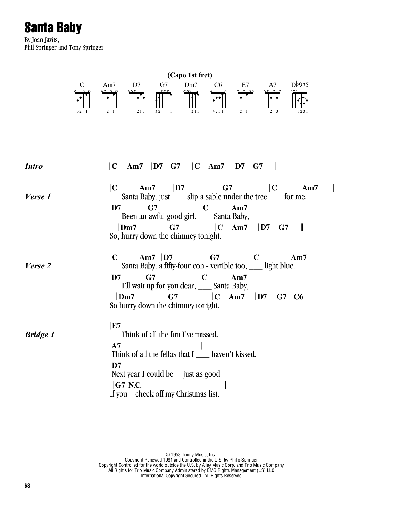 Santa Baby (Guitar Chords/Lyrics) von Eartha Kitt