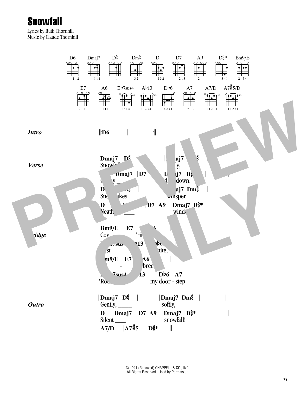 Snowfall (Guitar Chords/Lyrics) von Tony Bennett