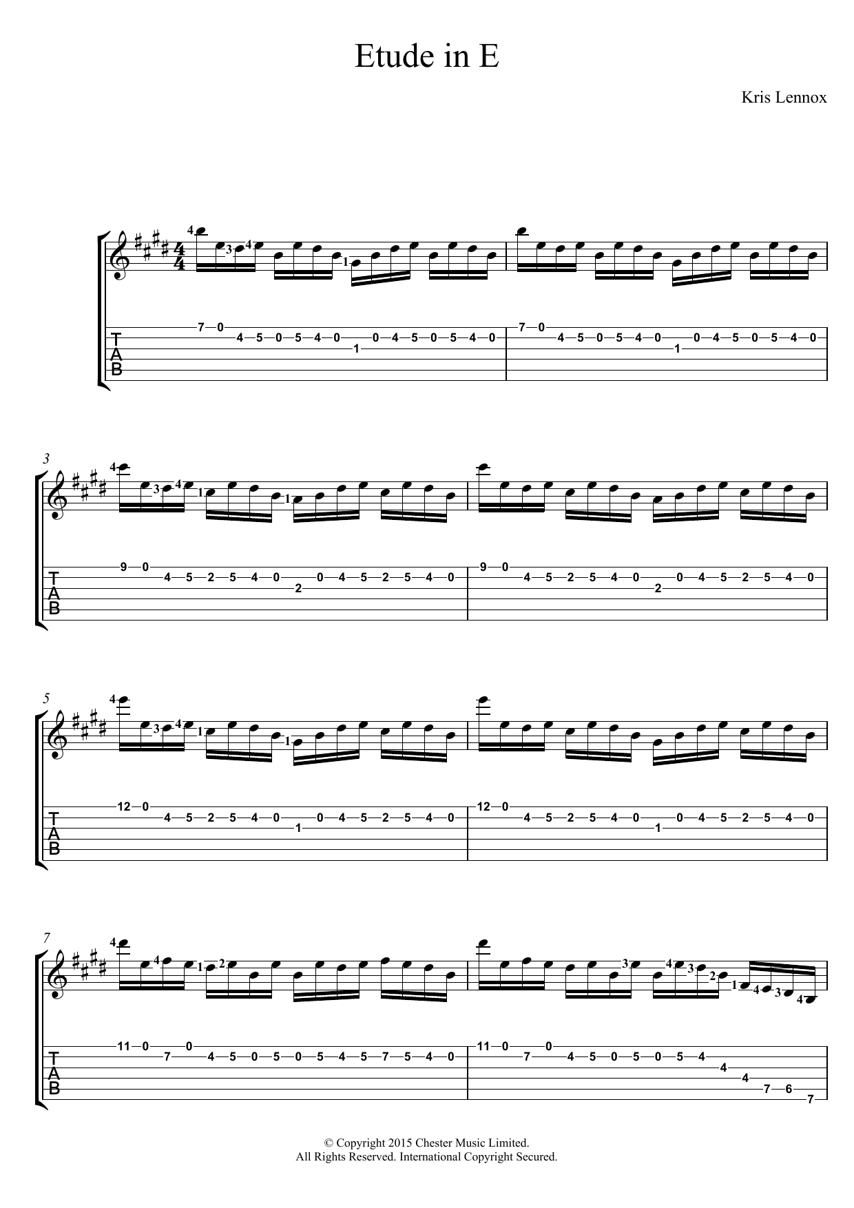 Etude In E (Guitar Tab) von Kris Lennox