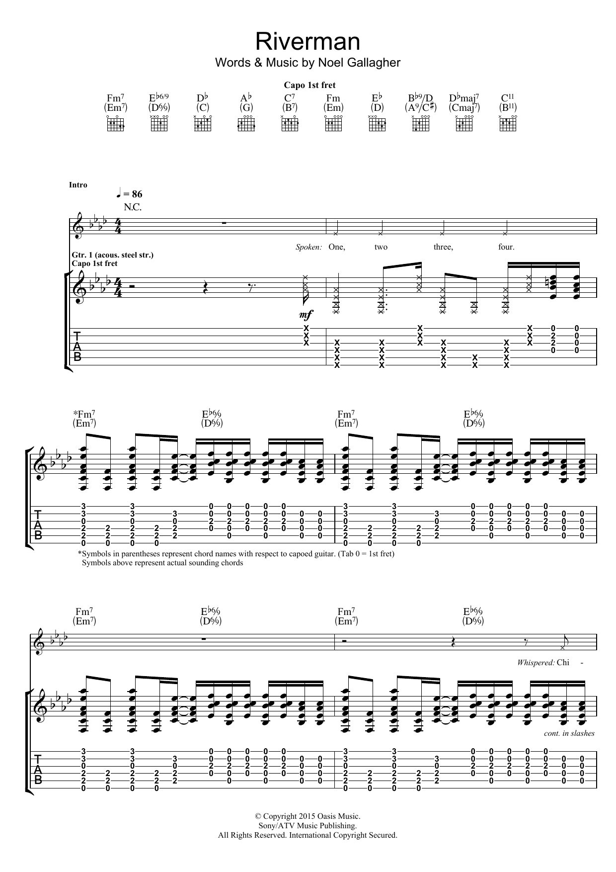 Riverman (Guitar Tab) von Noel Gallagher's High Flying Birds