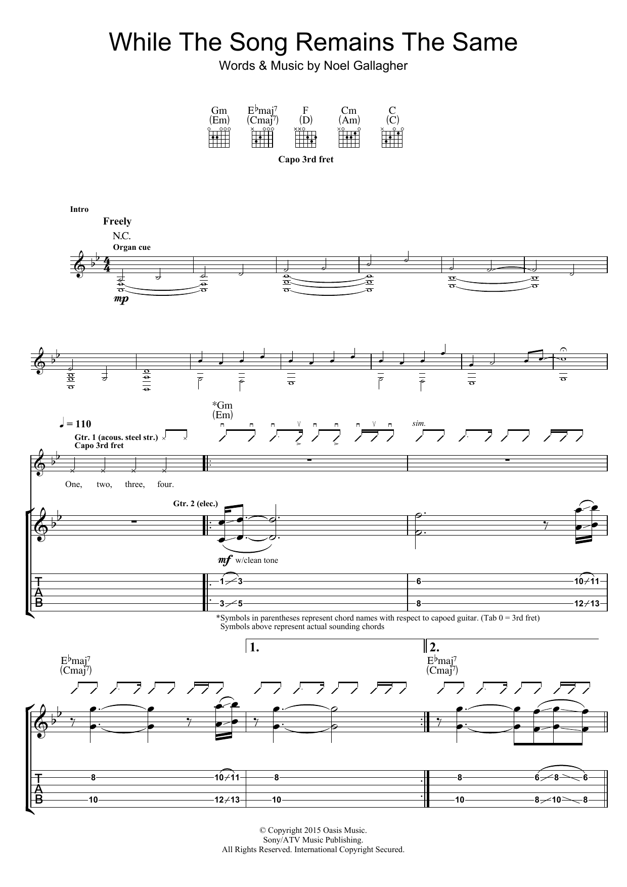 While The Song Remains The Same (Guitar Tab) von Noel Gallagher's High Flying Birds