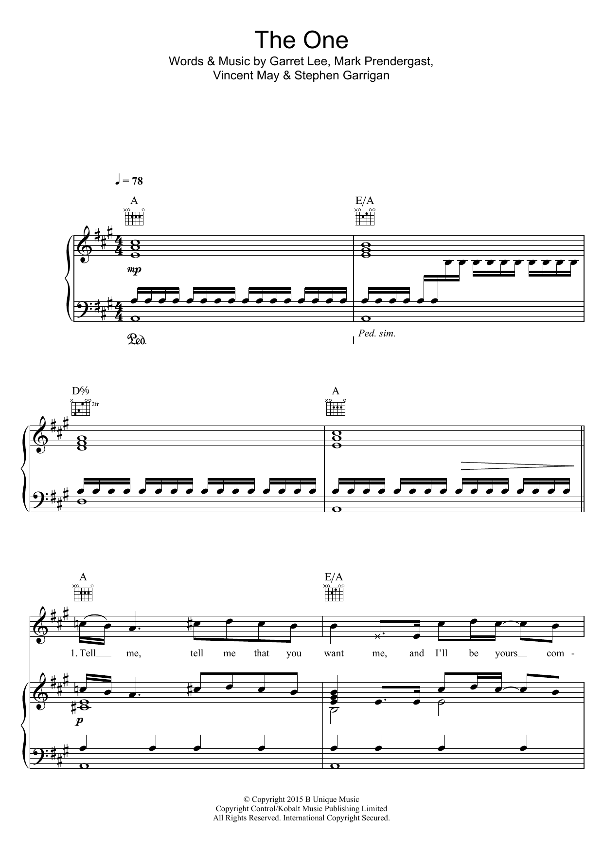 The One (Piano, Vocal & Guitar Chords (Right-Hand Melody)) von Kodaline