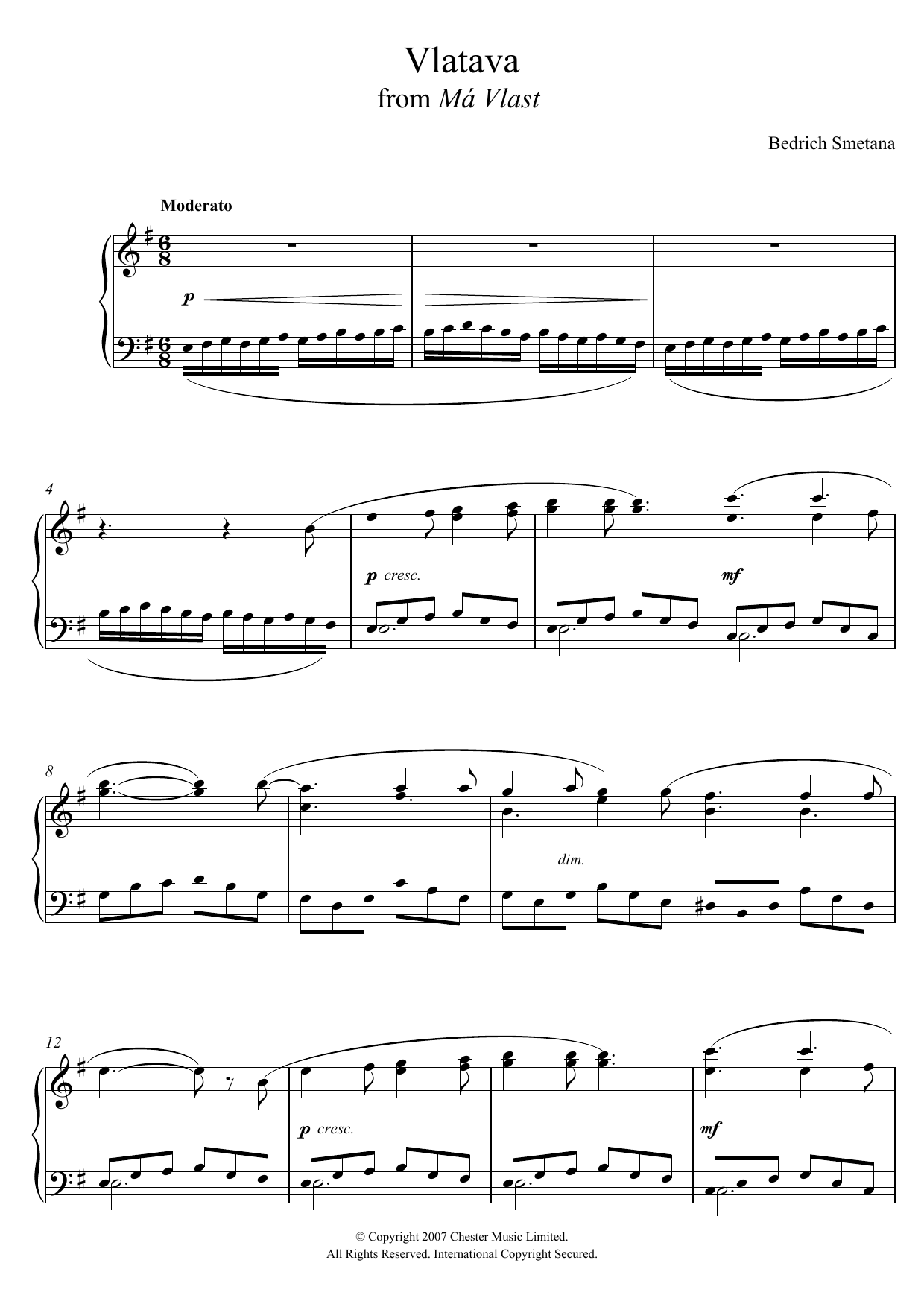 Vlatava (from 'M Vlast') (Piano Solo) von Bedrich Smetana
