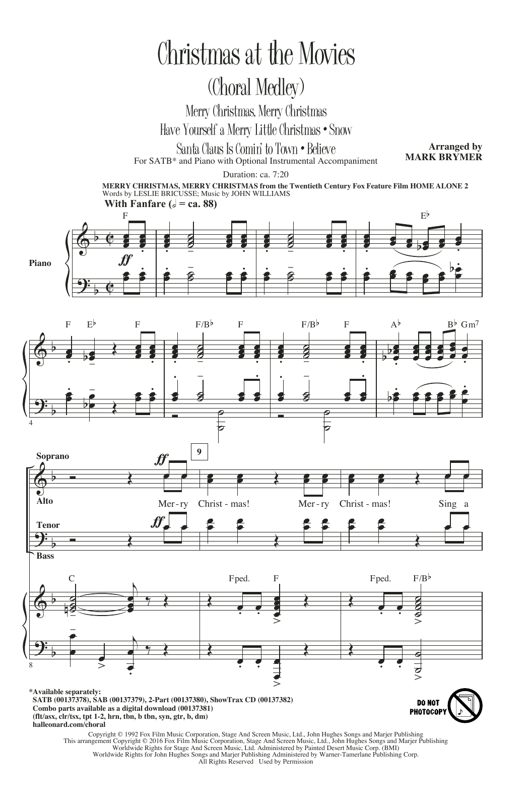 Christmas At The Movies (Choral Medley) (SATB Choir) von Mark Brymer
