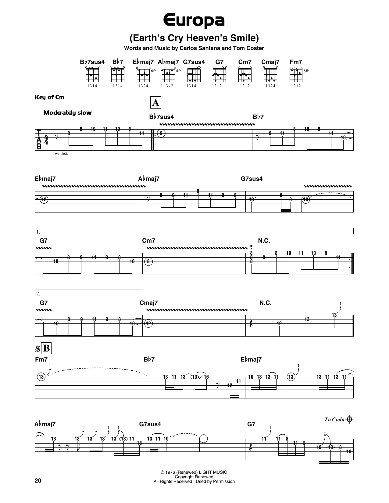 Europa (Guitar Lead Sheet) von Santana