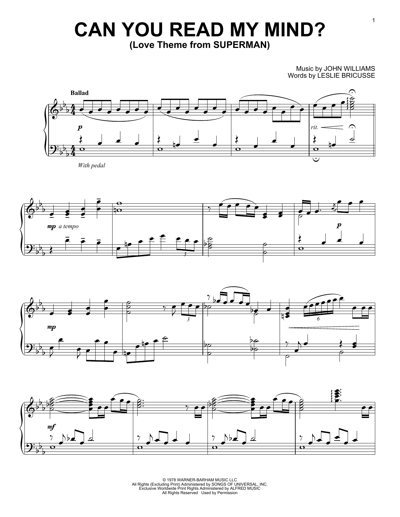 Can You Read My Mind? (Love Theme from SUPERMAN) (Piano Solo) von John Williams
