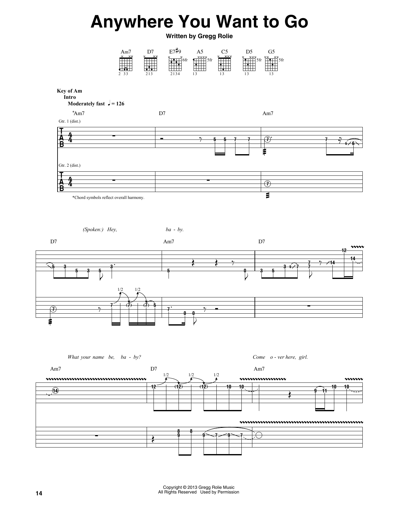 Anywhere You Want To Go (Guitar Rhythm Tab) von Santana