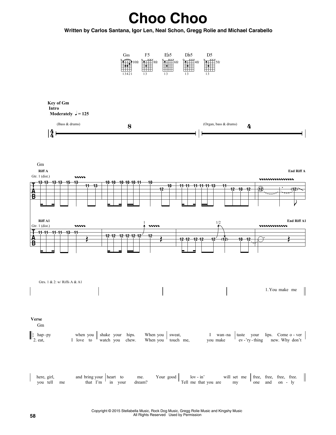 Choo Choo (Guitar Rhythm Tab) von Santana