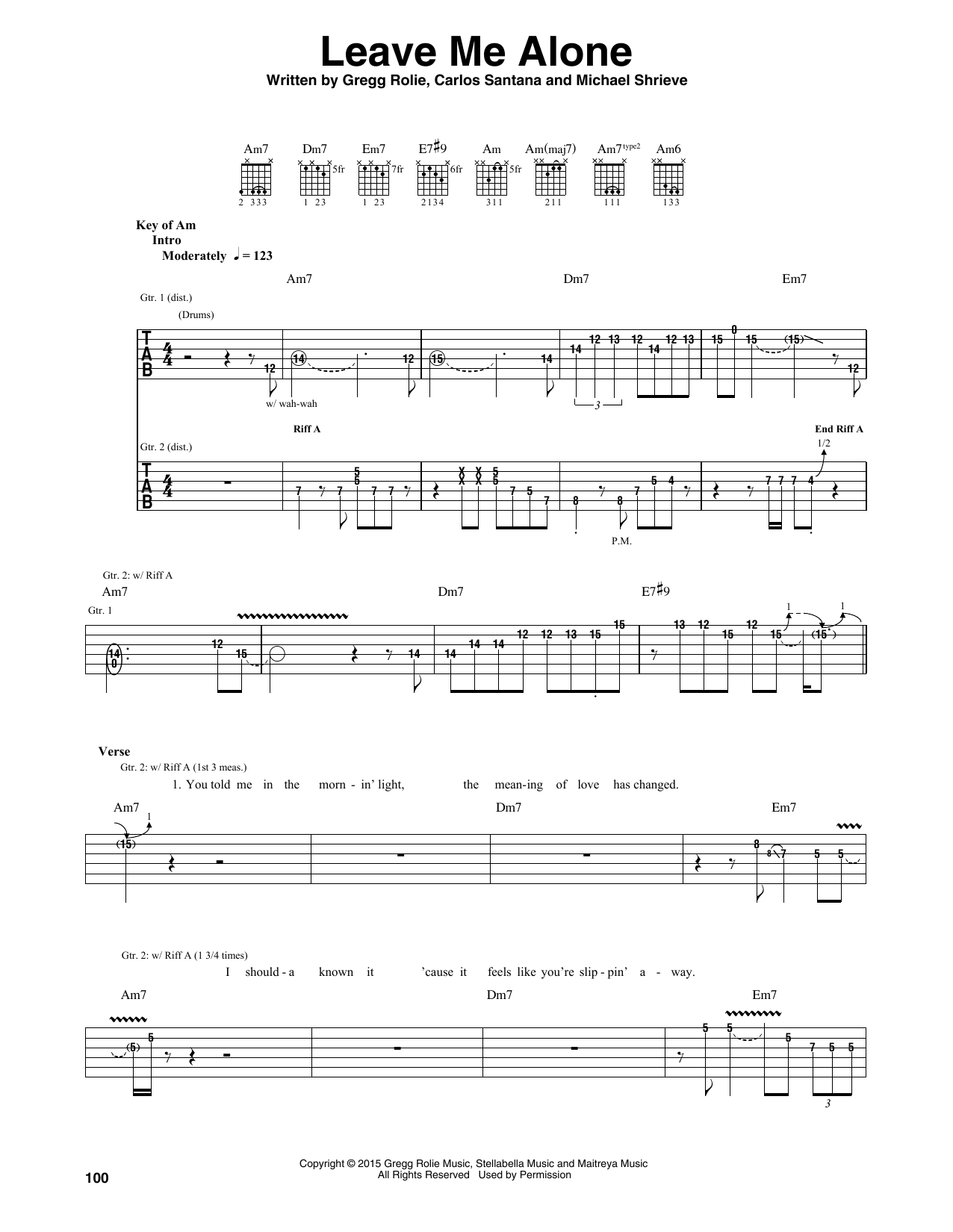 Leave Me Alone (Guitar Rhythm Tab) von Santana