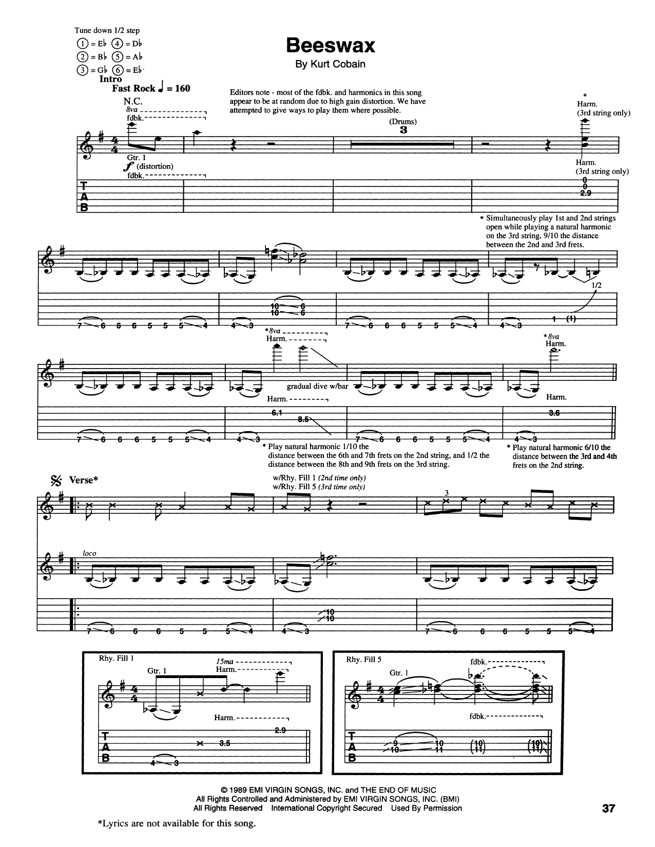 Beeswax (Guitar Tab) von Nirvana