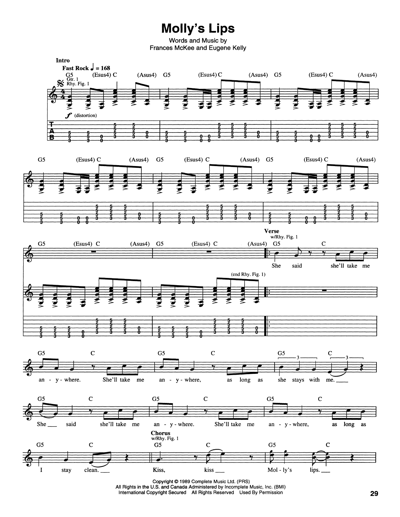 Molly's Lips (Guitar Tab) von Nirvana