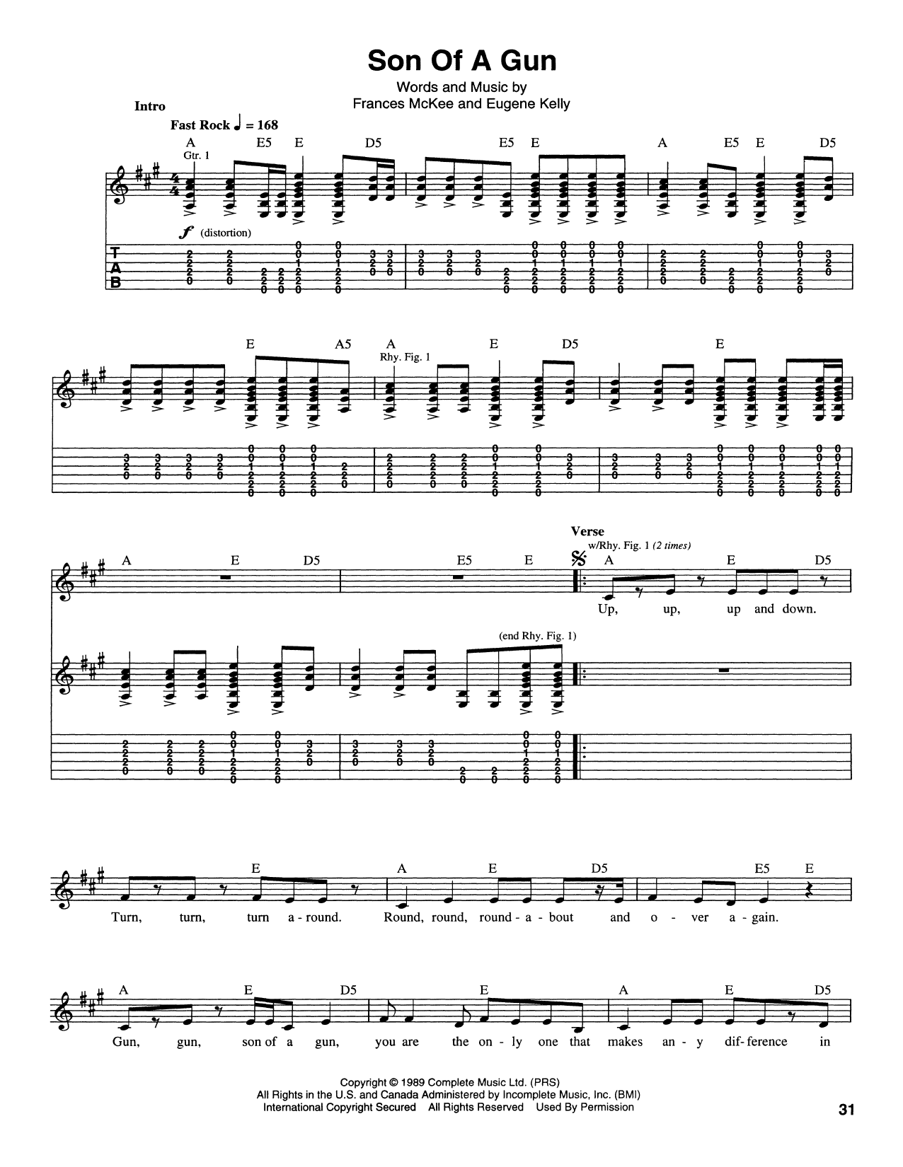 Son Of A Gun (Guitar Tab) von Nirvana