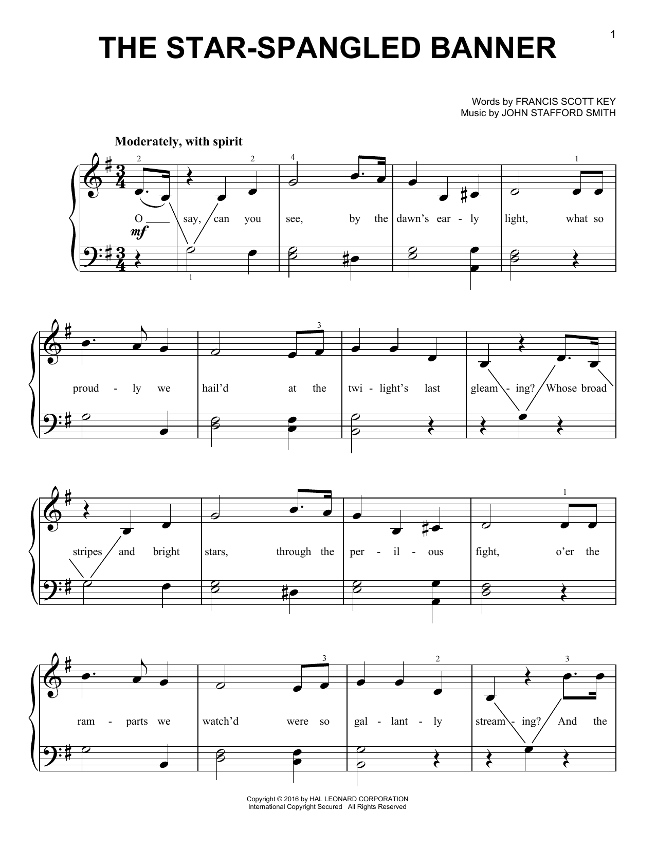 The Star Spangled Banner (Very Easy Piano) von Francis Scott Key