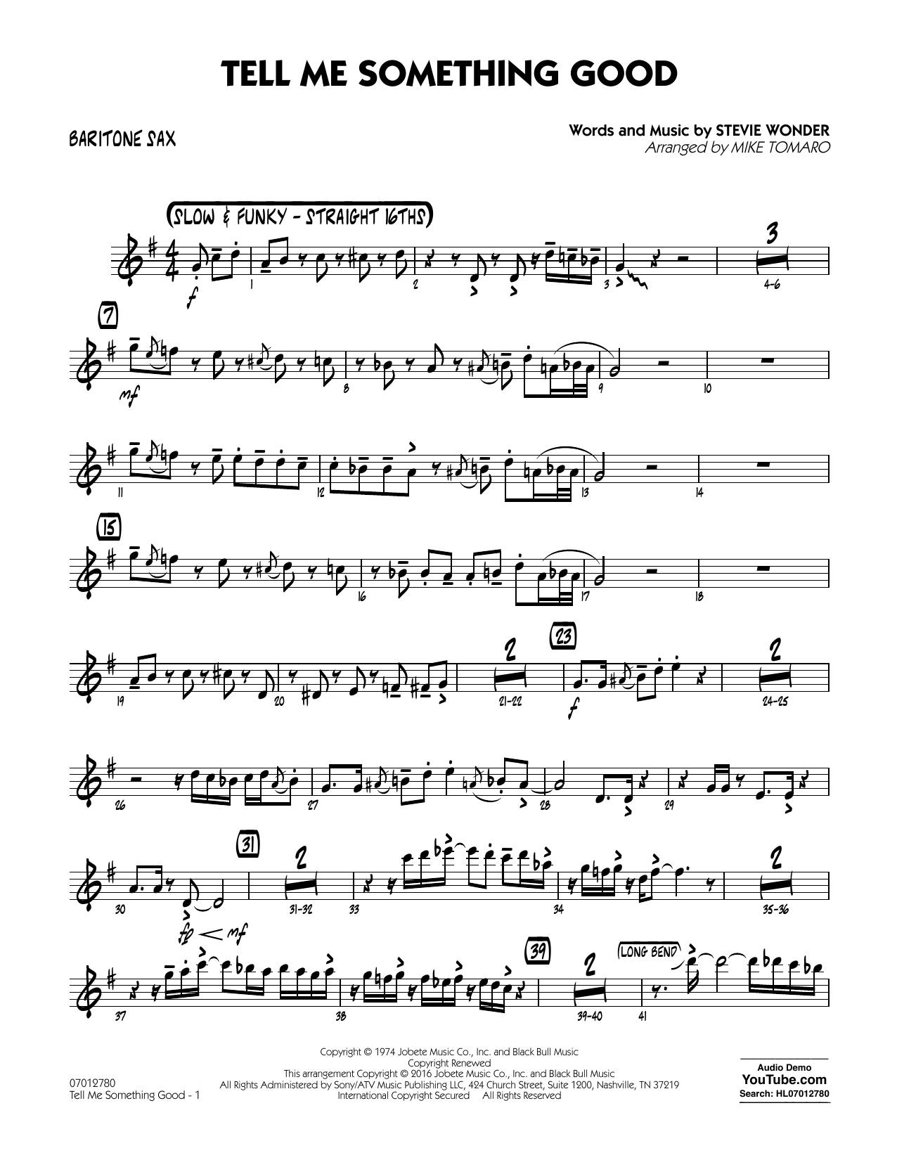 Tell Me Something Good - Baritone Sax (Jazz Ensemble) von Mike Tomaro