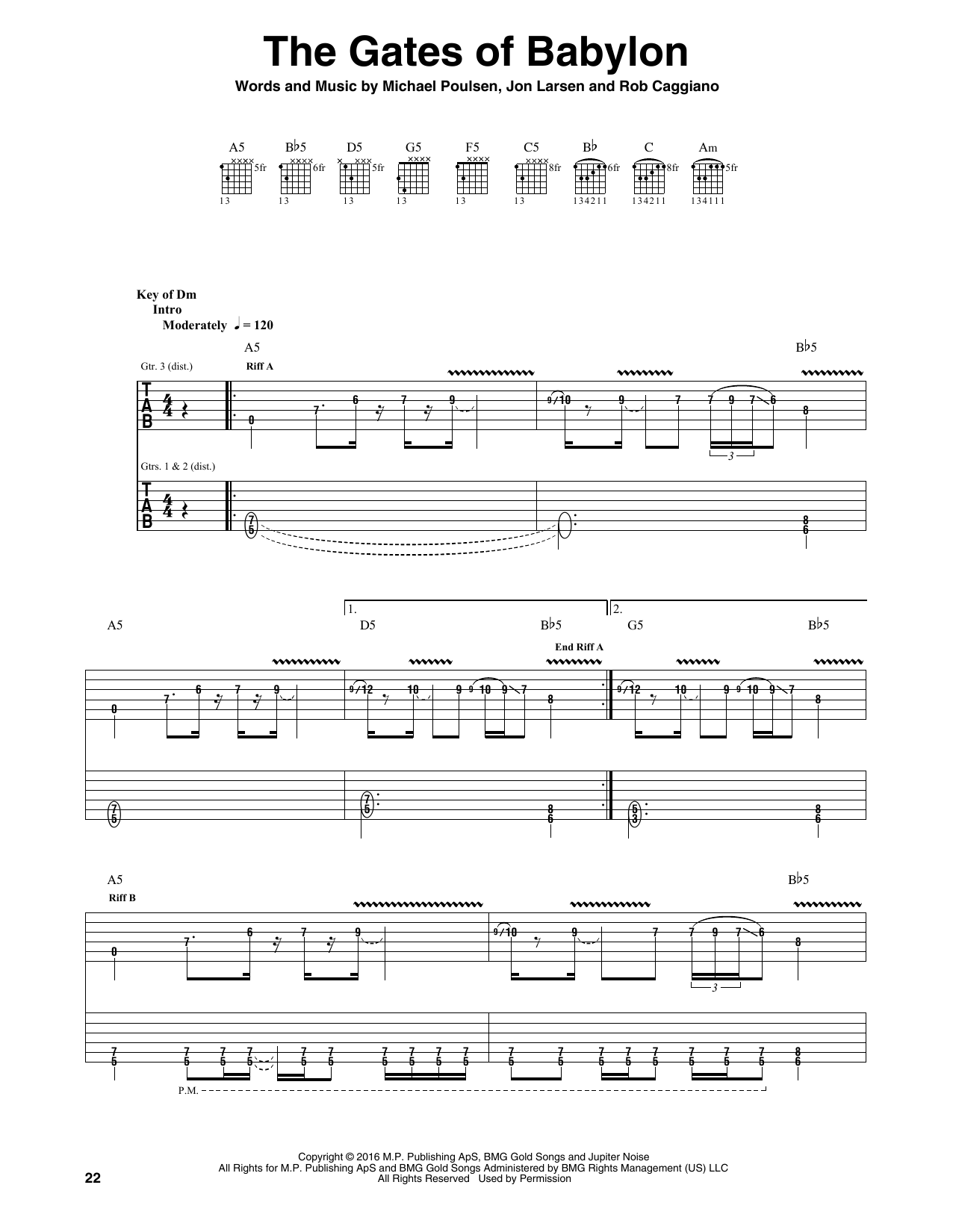 The Gates Of Babylon (Guitar Rhythm Tab) von Volbeat