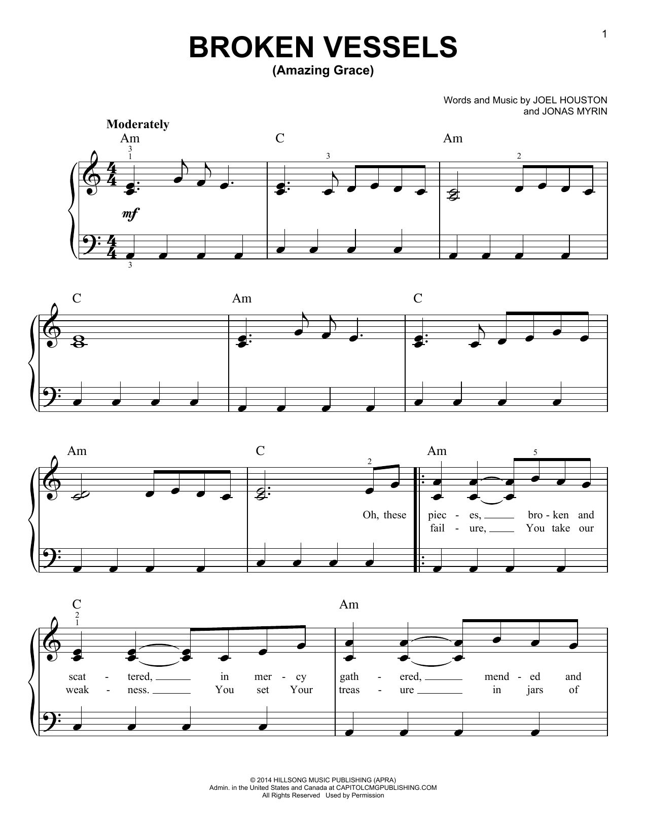 Broken Vessels (Amazing Grace) (Easy Piano) von Hillsong Worship