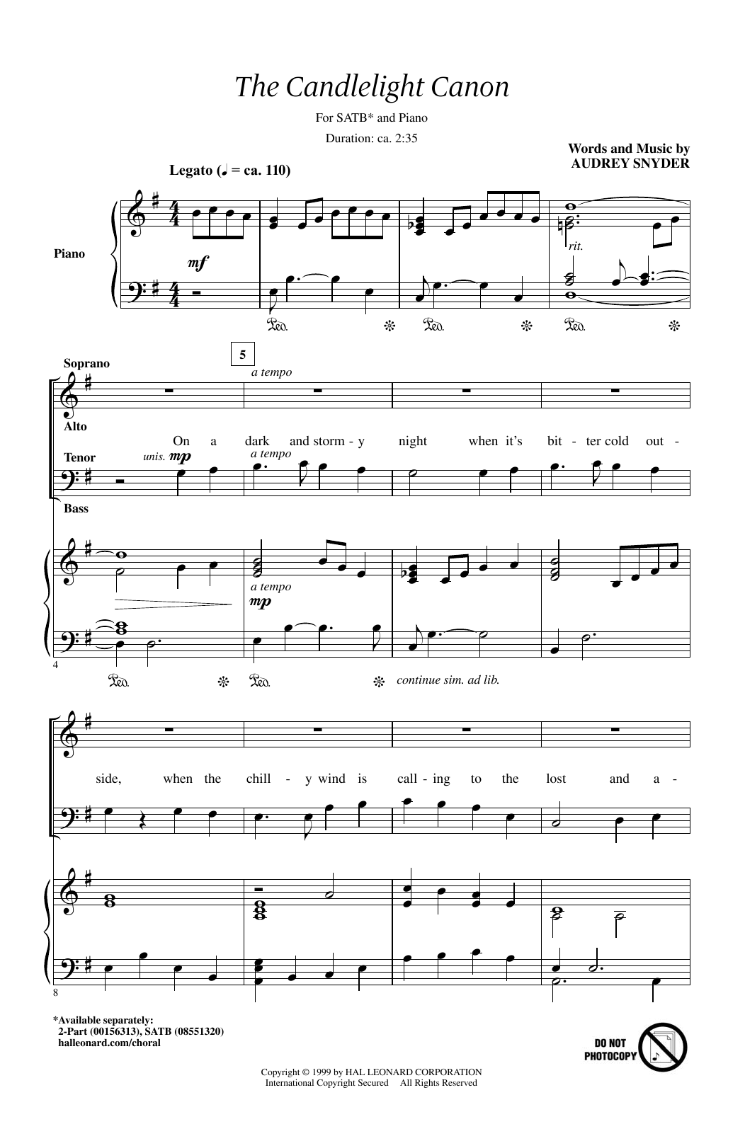 The Candlelight Canon (SATB Choir) von Audrey Snyder