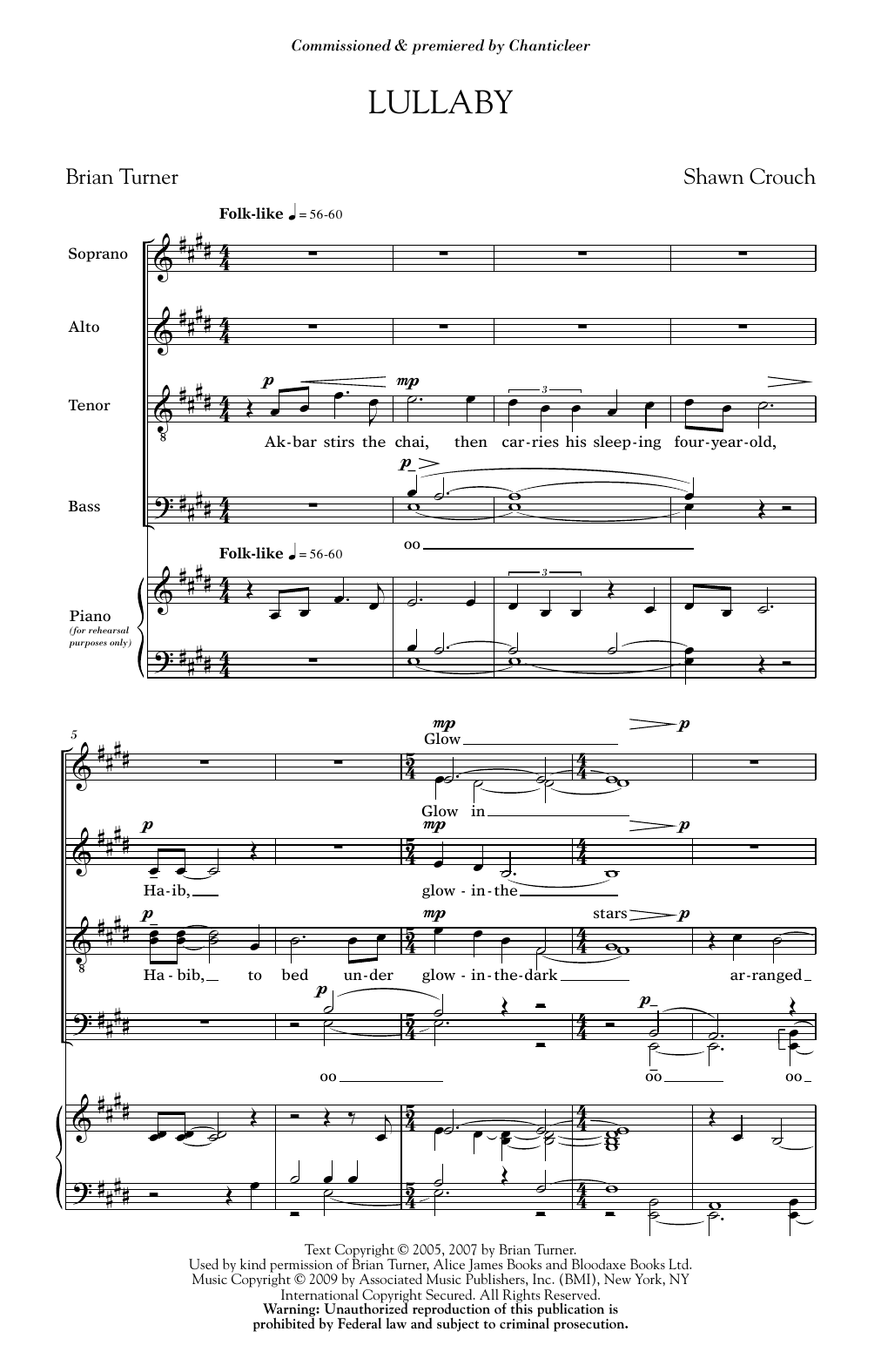 Lullaby (SATB Choir) von Shawn Crouch