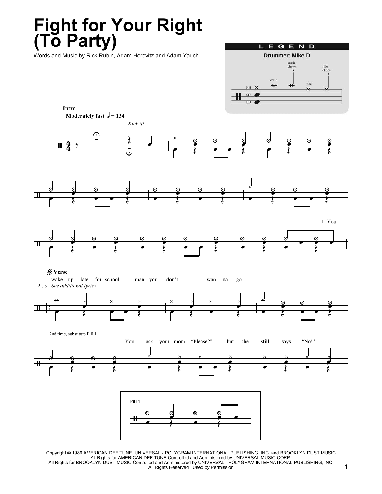 Fight For Your Right (To Party) (Drums Transcription) von Beastie Boys