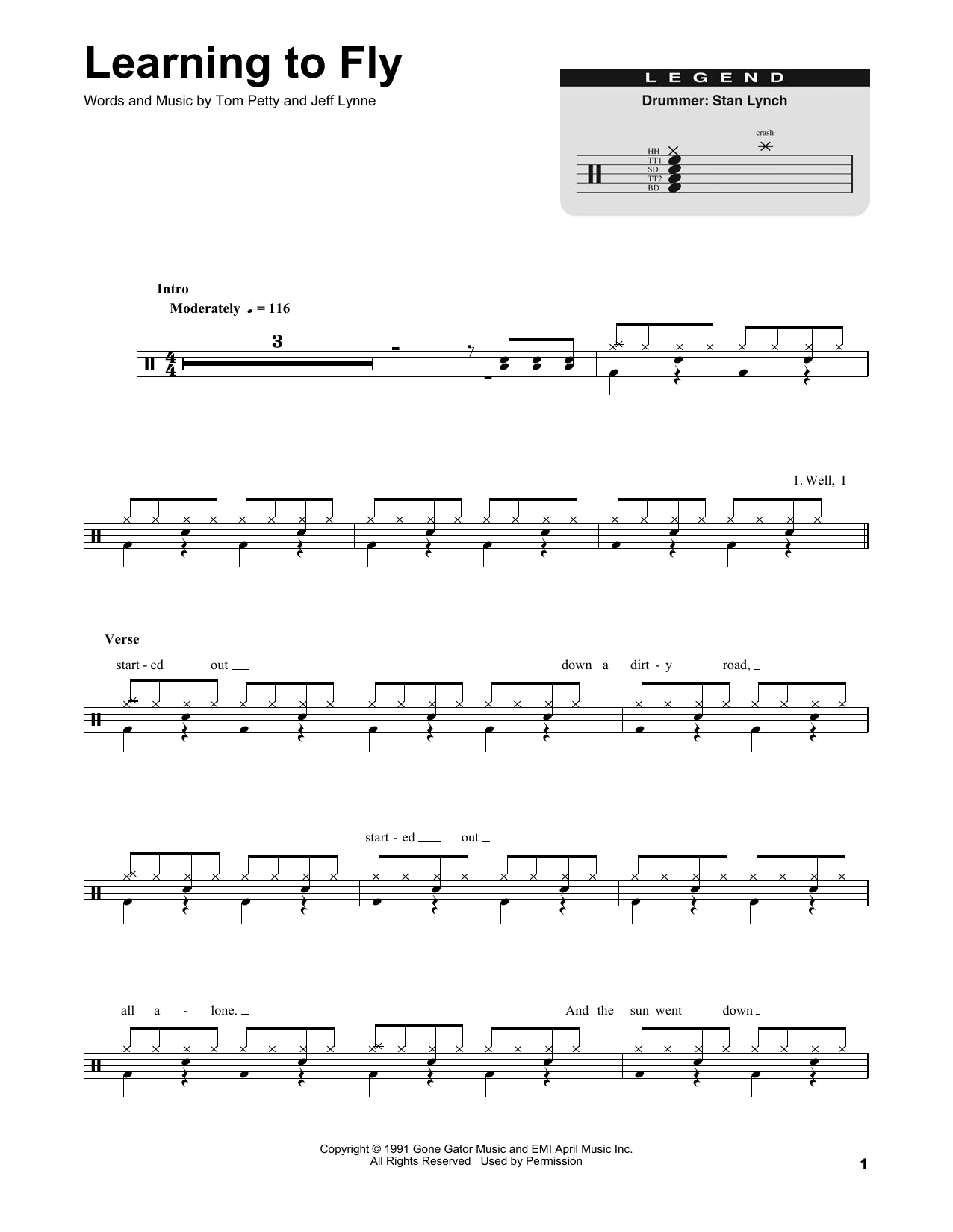 Learning To Fly (Drums Transcription) von Tom Petty