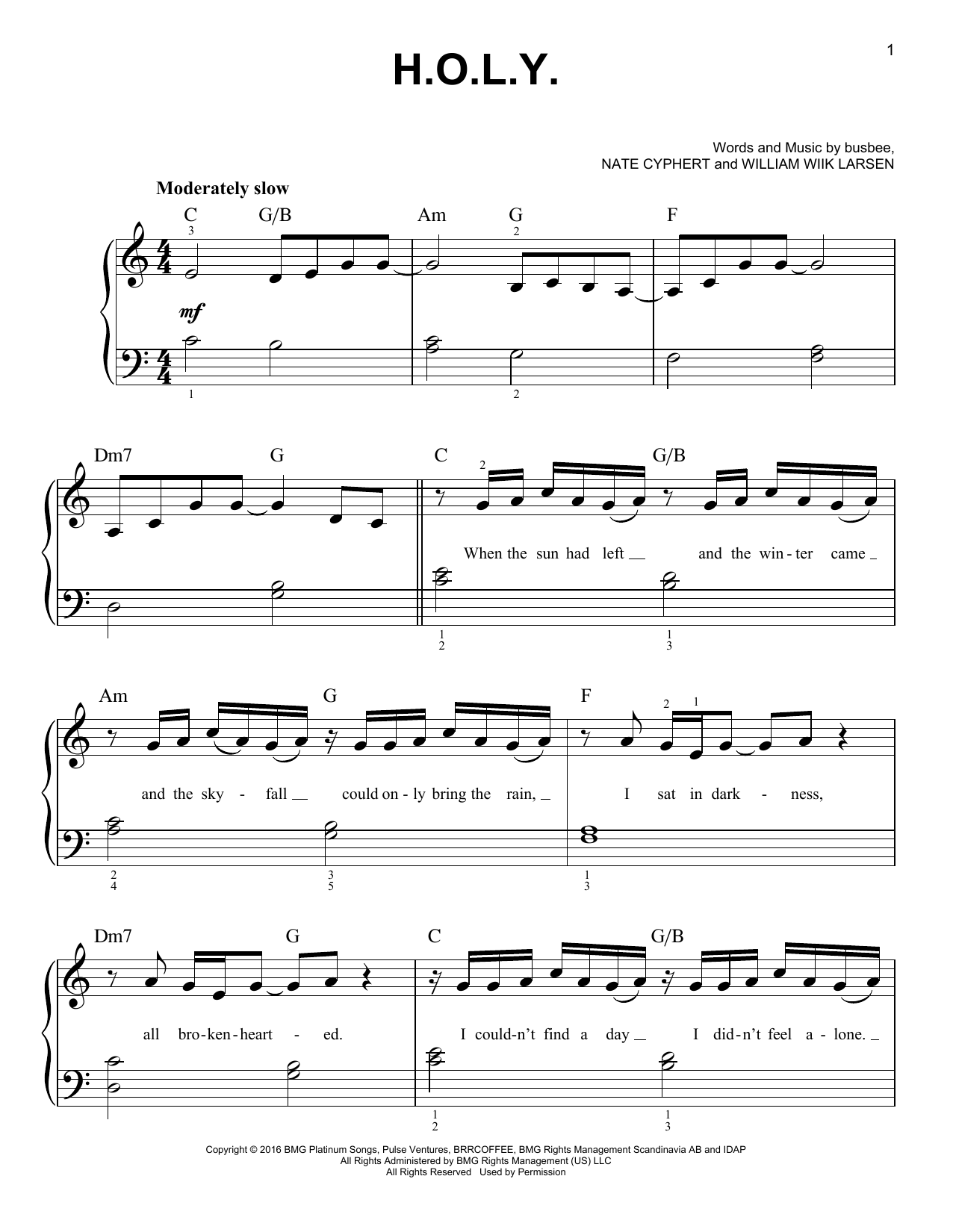 H.O.L.Y. (Easy Piano) von Florida Georgia Line