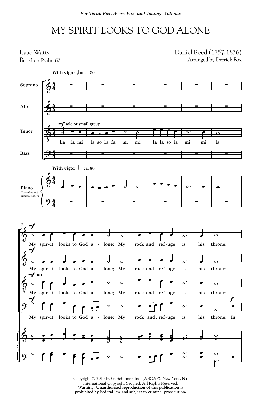 My Spirit Looks To God Alone (SATB Choir) von Derrick Fox