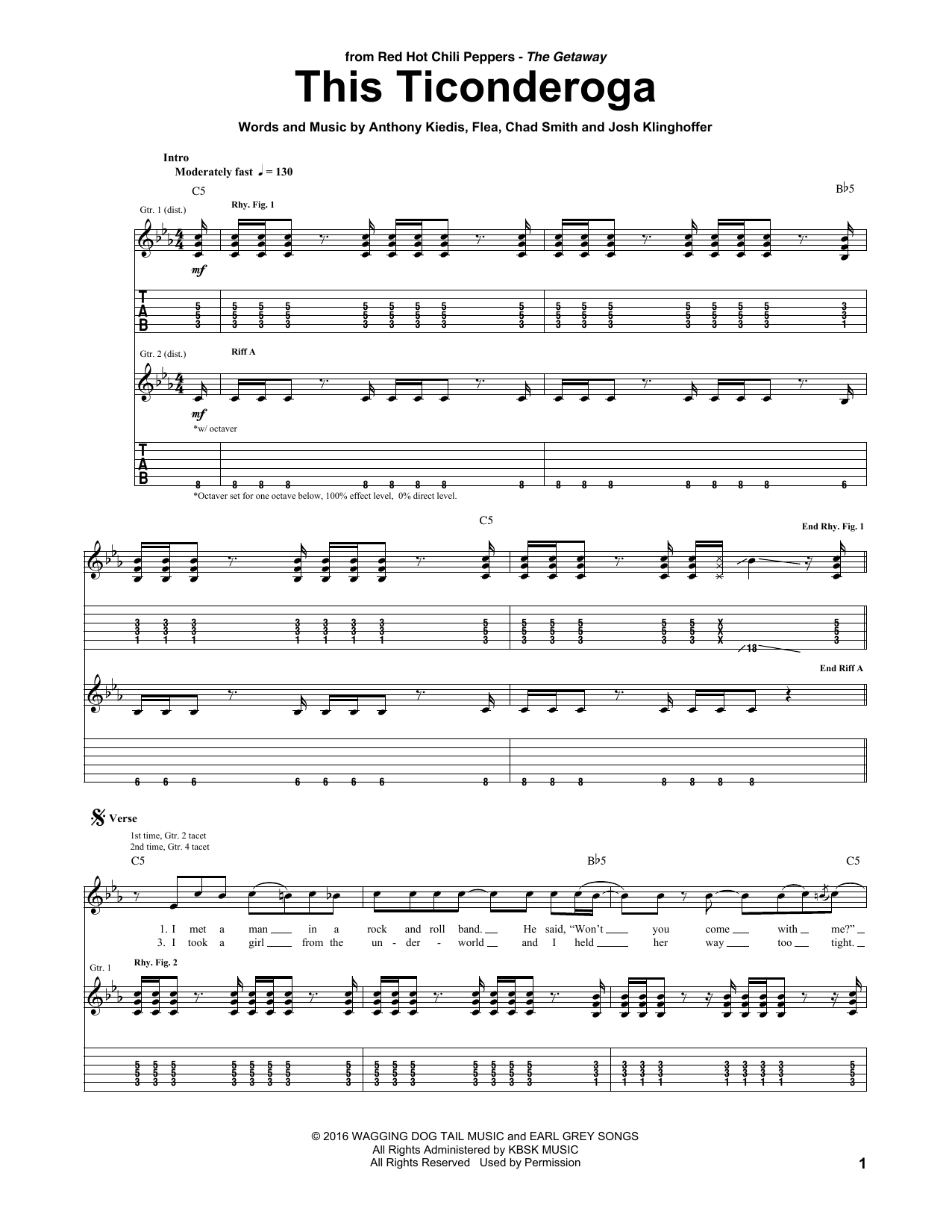 This Ticonderoga (Guitar Tab) von Red Hot Chili Peppers
