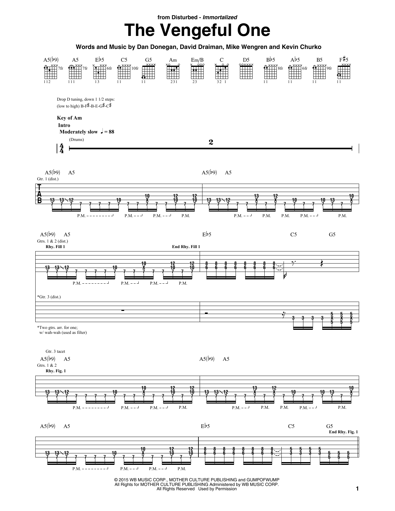 The Vengeful One (Guitar Rhythm Tab) von Disturbed