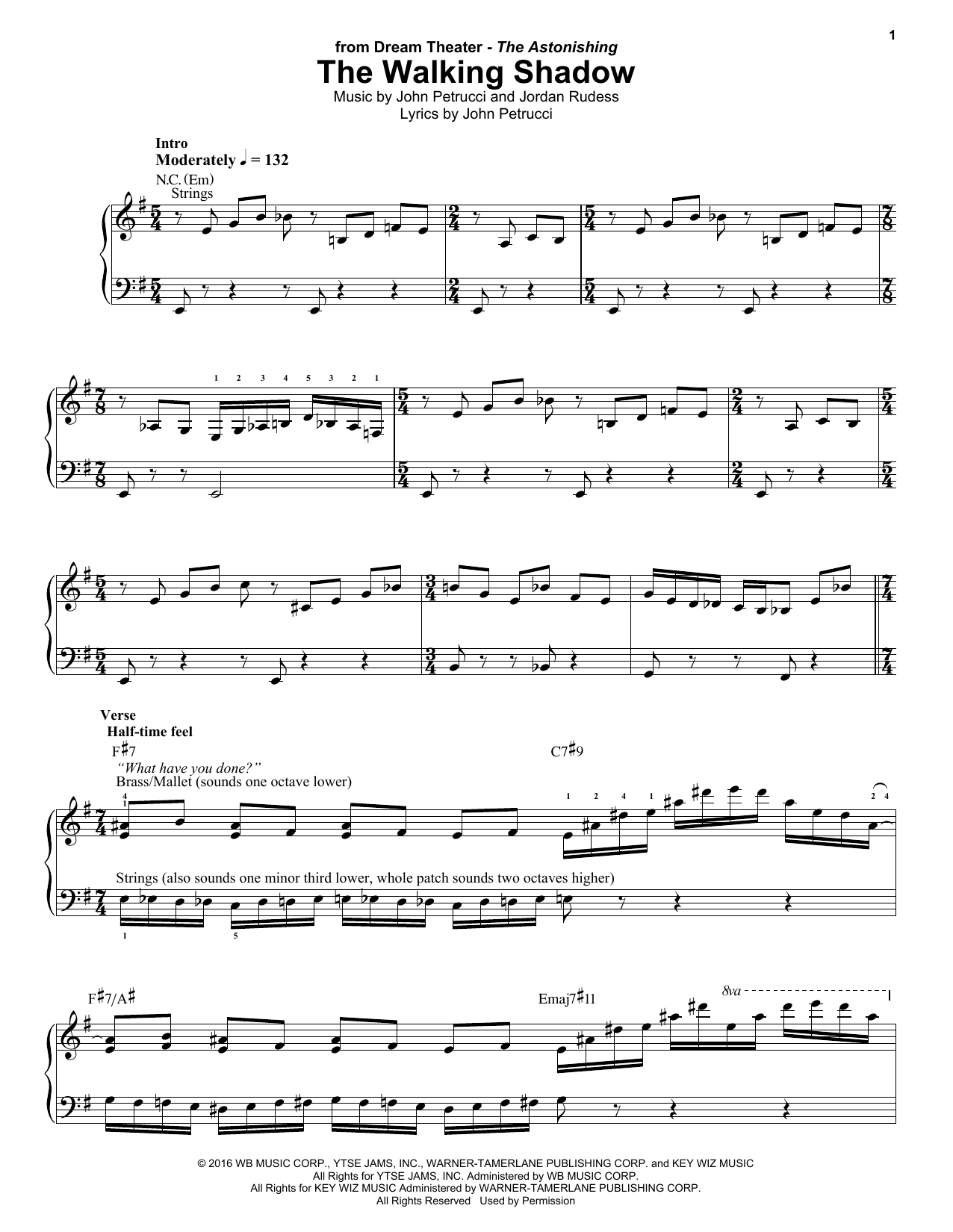 The Walking Shadow (Keyboard Transcription) von Dream Theater