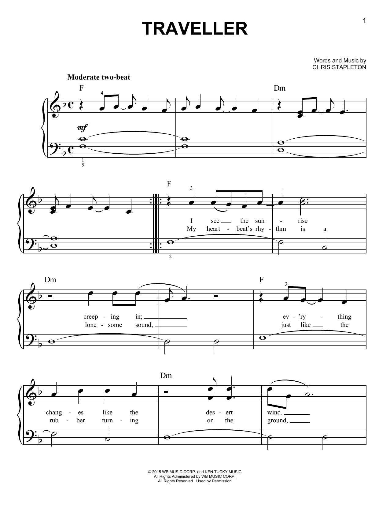 Traveller (Easy Piano) von Chris Stapleton