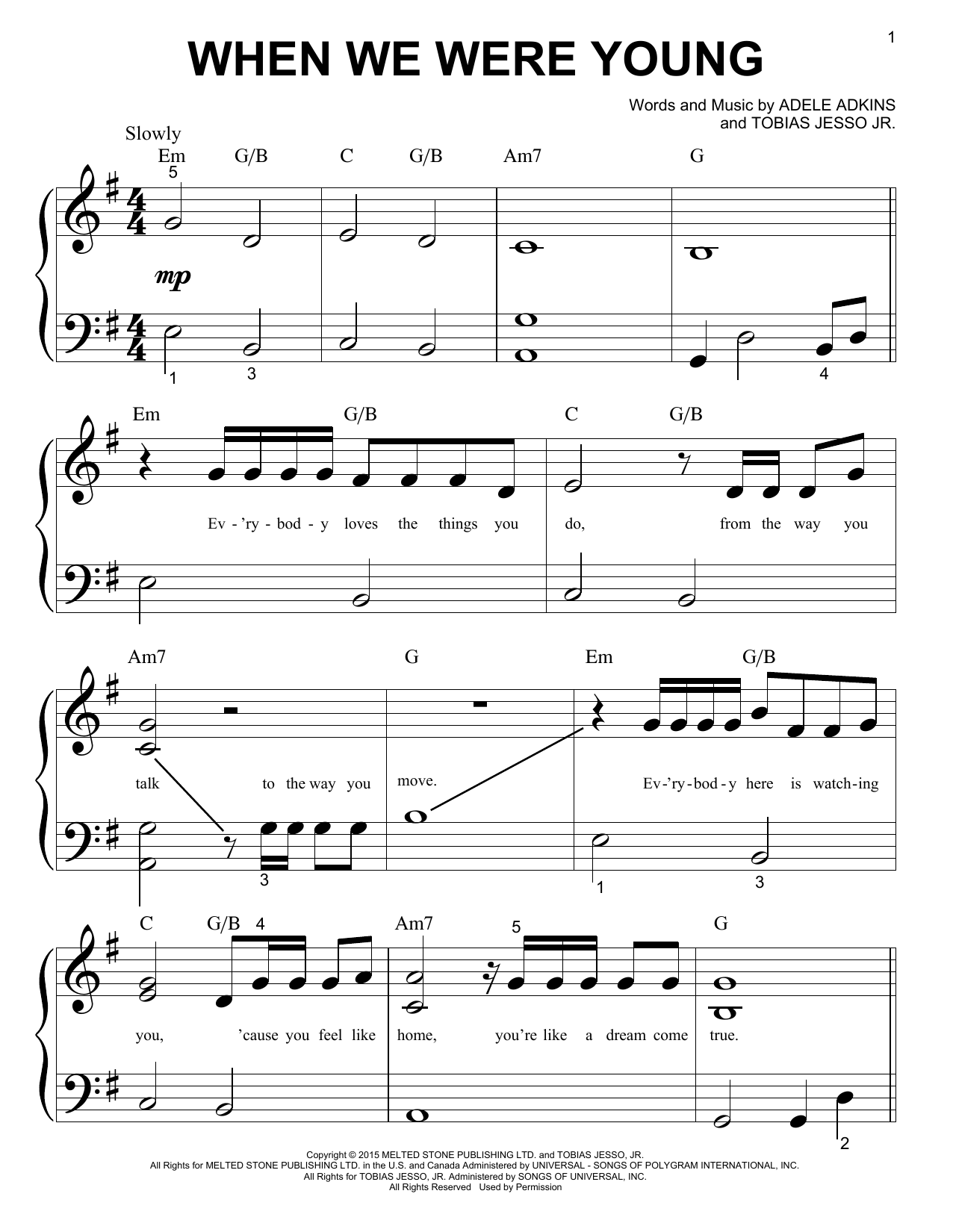 When We Were Young (Big Note Piano) von Adele