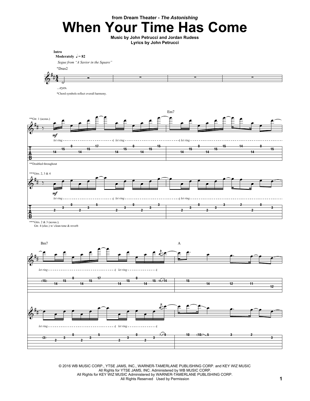 When Your Time Has Come (Guitar Tab) von Dream Theater