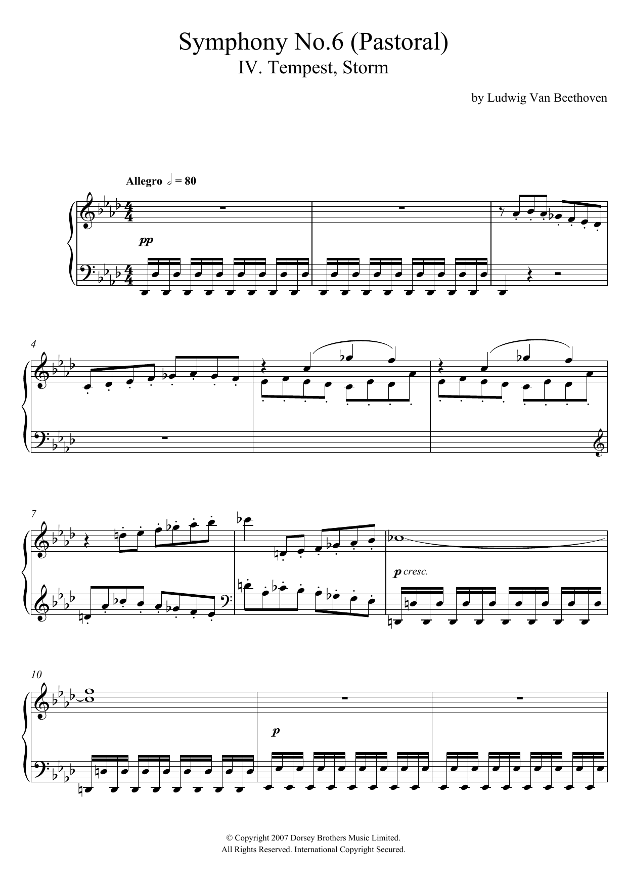 Symphony No.6 ('Pastoral'), 4th Movement (Piano Solo) von Ludwig van Beethoven