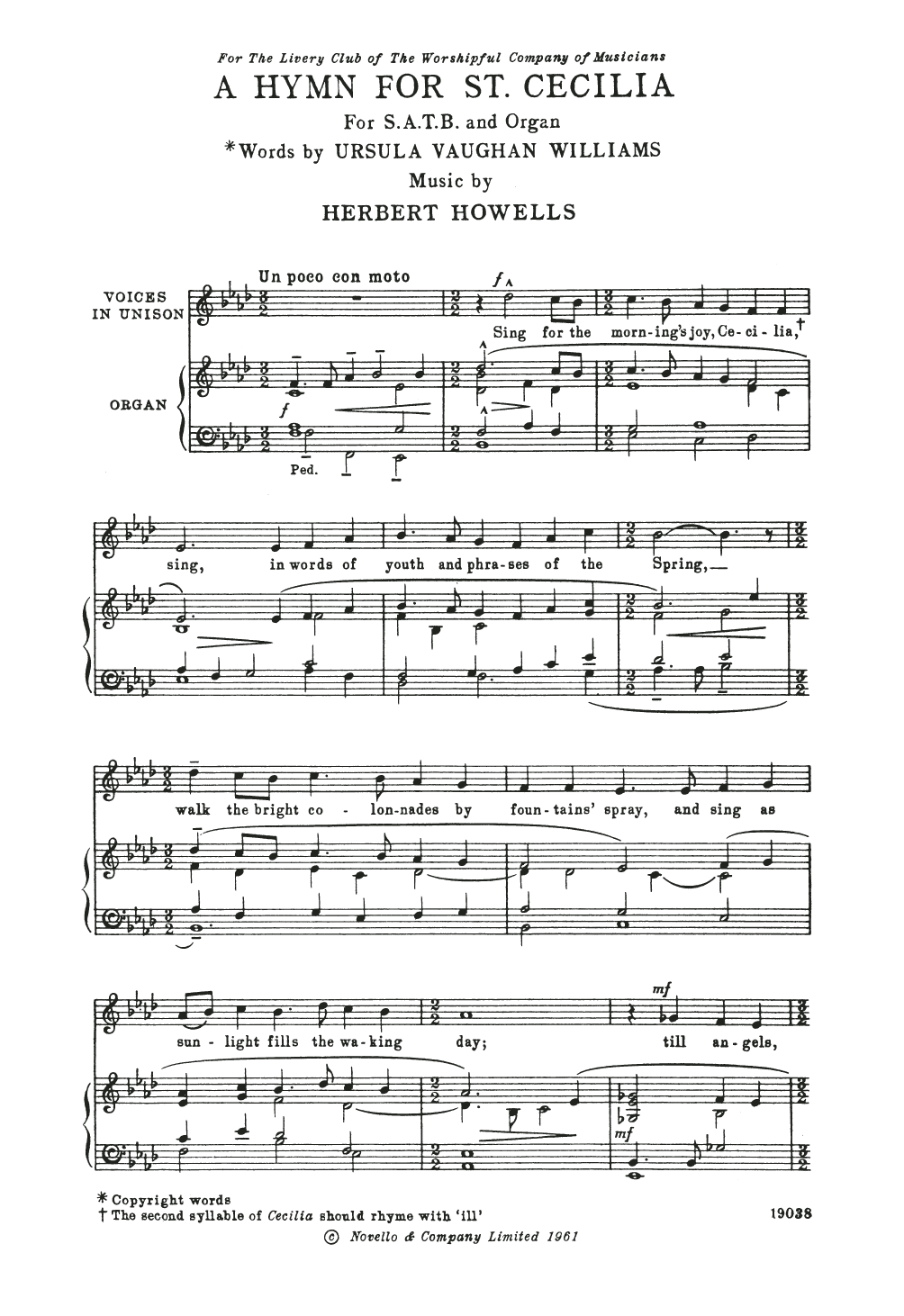 A Hymn For St Cecilia (Choir) von Herbert Howells