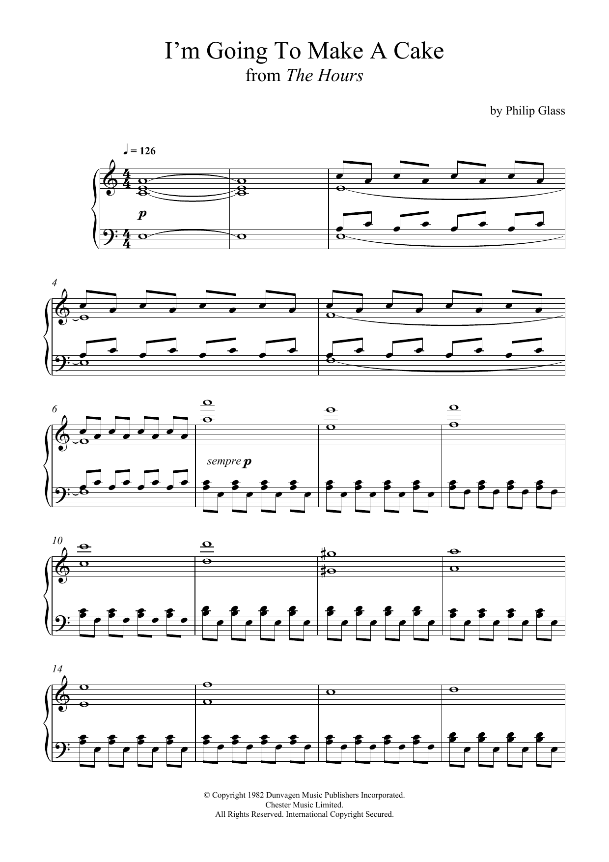 I'm Going To Make A Cake (from 'The Hours') (Piano Solo) von Philip Glass